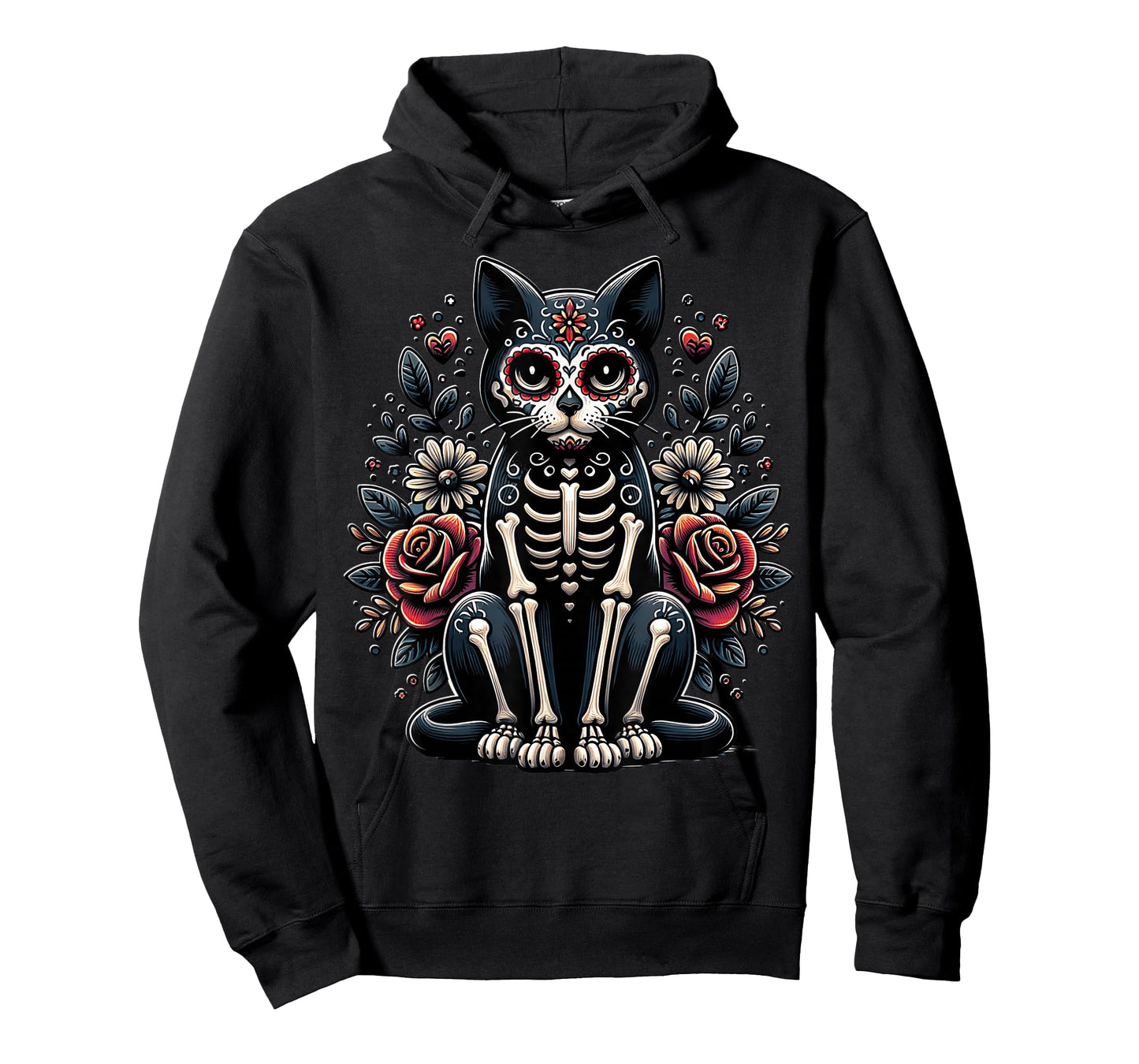 Cat Dia De Los Muertos Black Cat Halloween Grumpy Black Cat T-Shirt