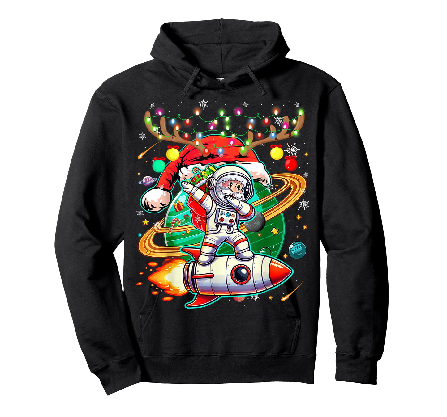 Dabbing Santa Christmas Lights Boys Men Kids Xmas Funny T-Shirt