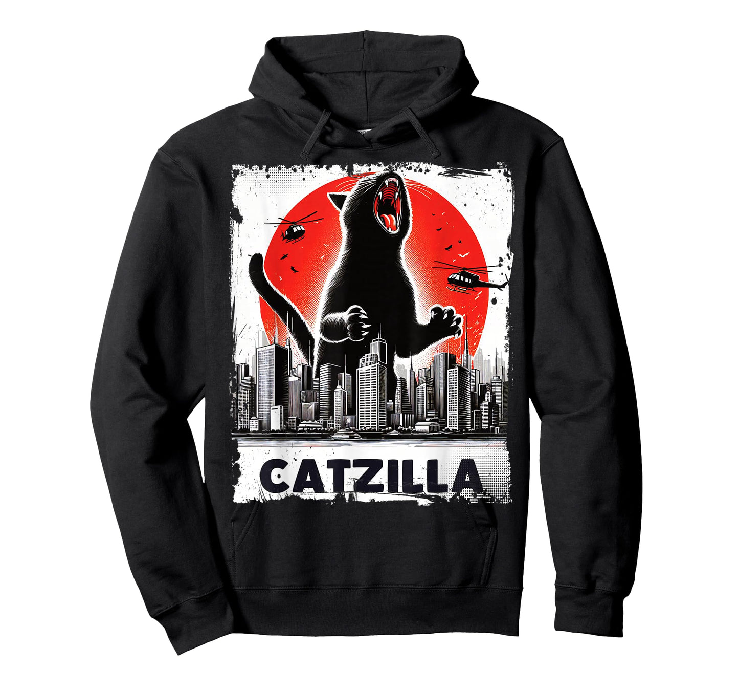 Retro Catzilla Japanese Kaiju Cat Roaring Monster Cat Lover T-Shirt