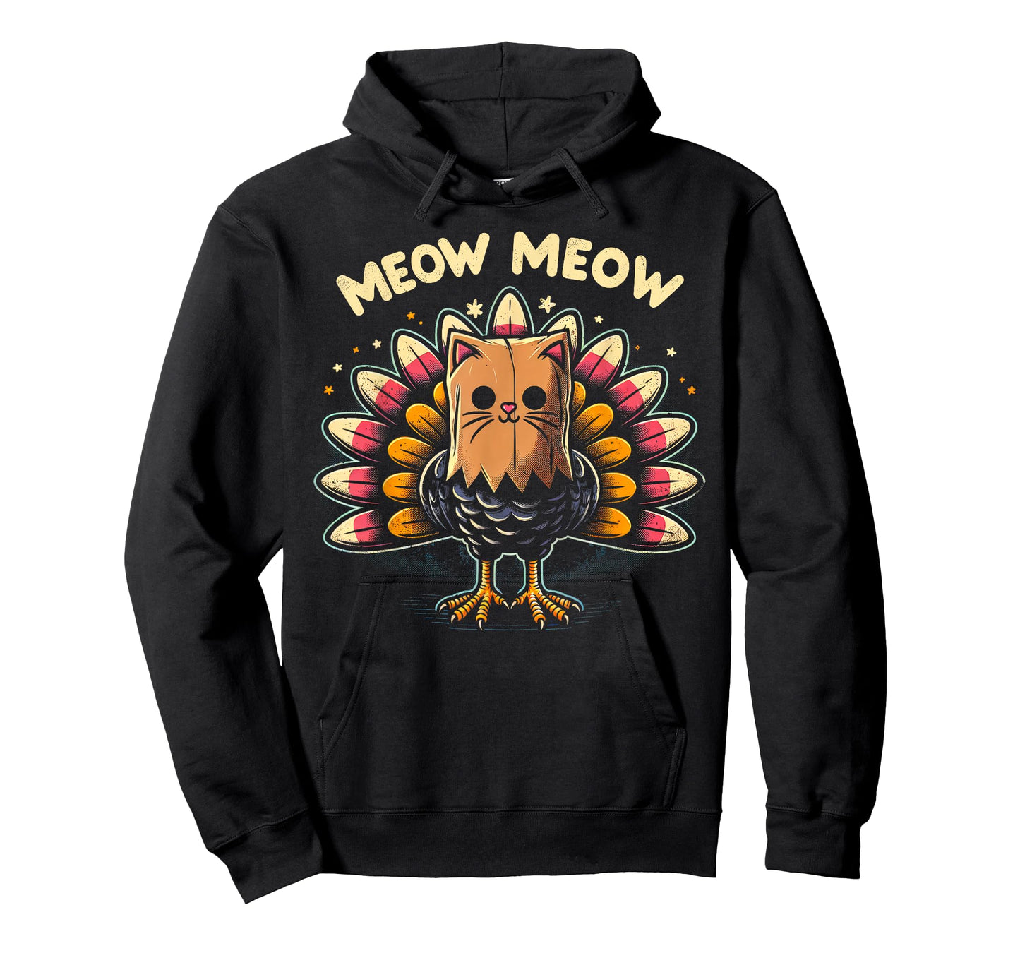 Funny Thanksgiving Shirt For Men Women Kids Meow Cat Turkey T-Shirt