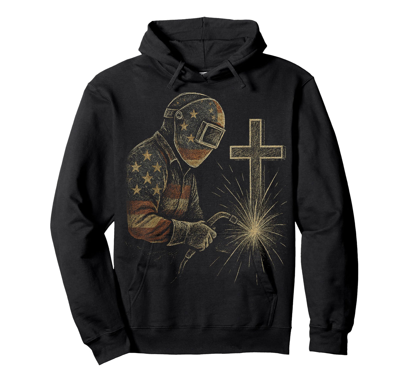 Welder American Flag Mig Tig Welding Faith Cross Christian T-Shirt