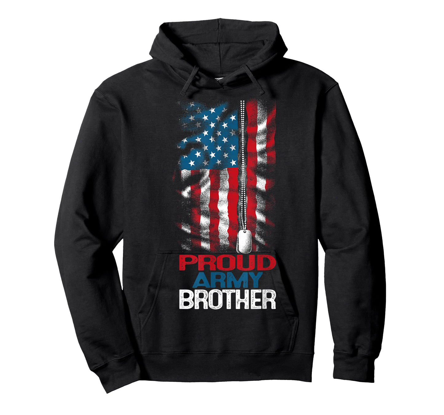 Proud Army Brother US Flag and America Dog Tag Military Boy T-Shirt