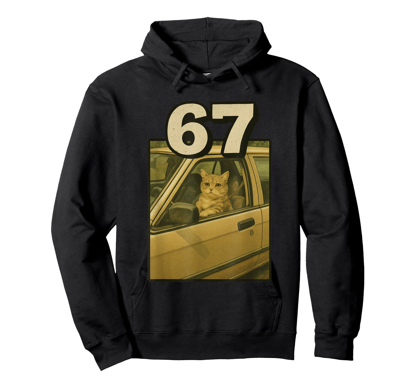 67 Meme Cat in Car Viral Internet Brainrot Meme Trend 6 7 T-Shirt