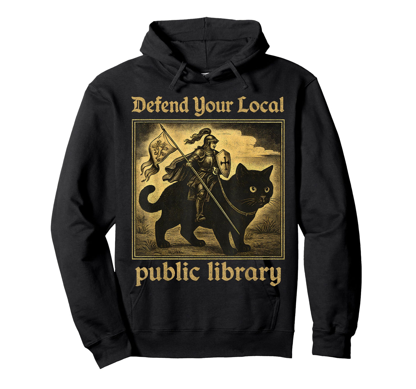 Defend Your Local Public Library Cat Knight Tee T-Shirt
