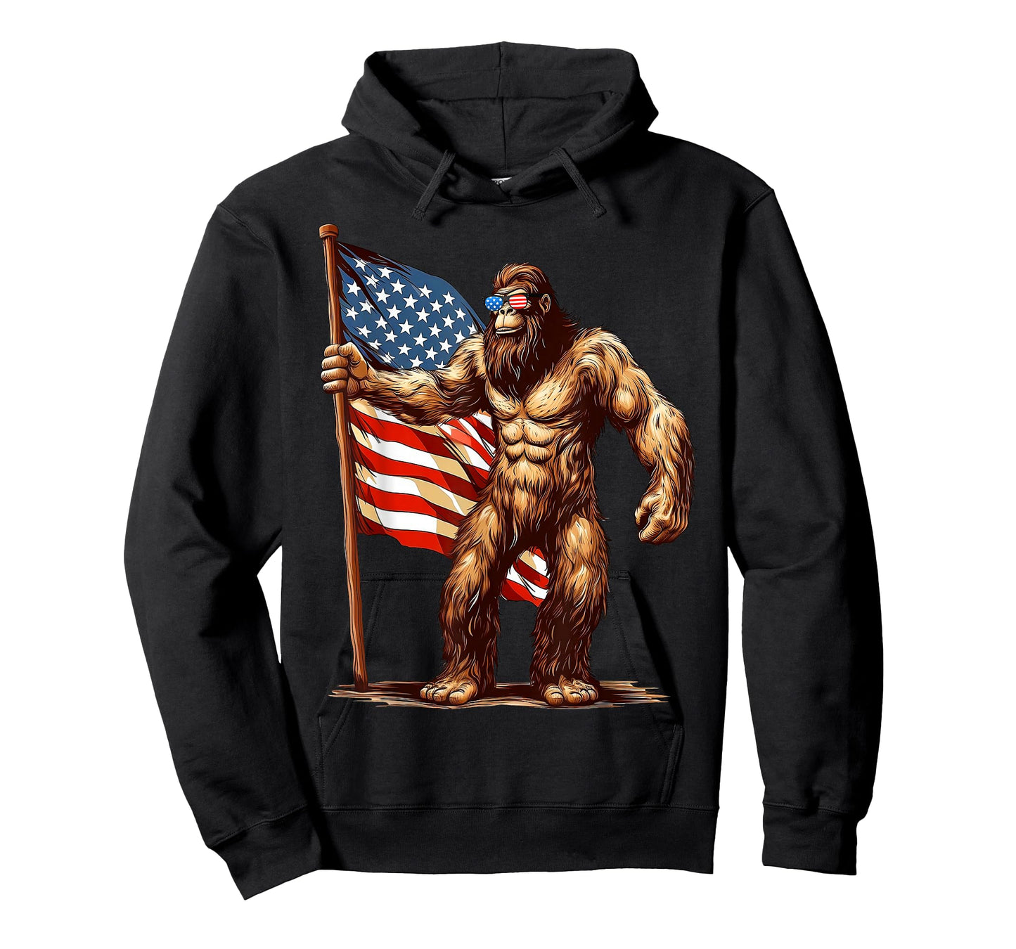 American Flag Bigfoot Sunglasses Patriotic 4th of July USA T-Shirt