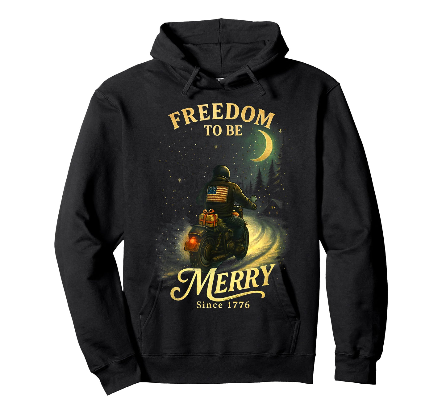 Vintage Patriotic USA Merry Christmas Motorcycle Rider T-Shirt