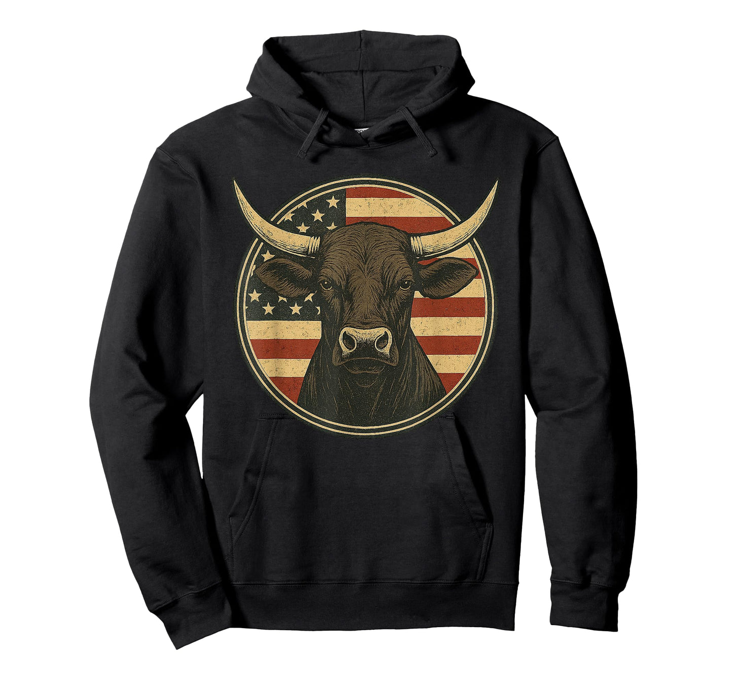 Vintage Western Bull with American Flag Patriotic Rodeo T-Shirt