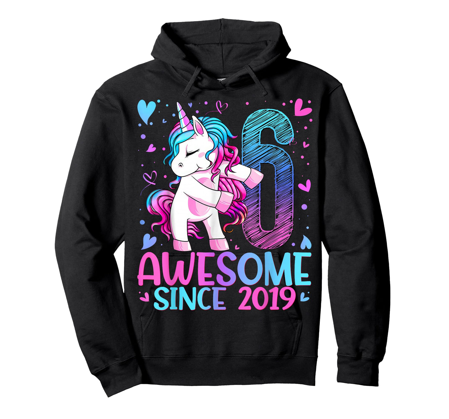 6th Birthday Unicorn Awesome Since 2019 Birthday Girl Party T-Shirt
