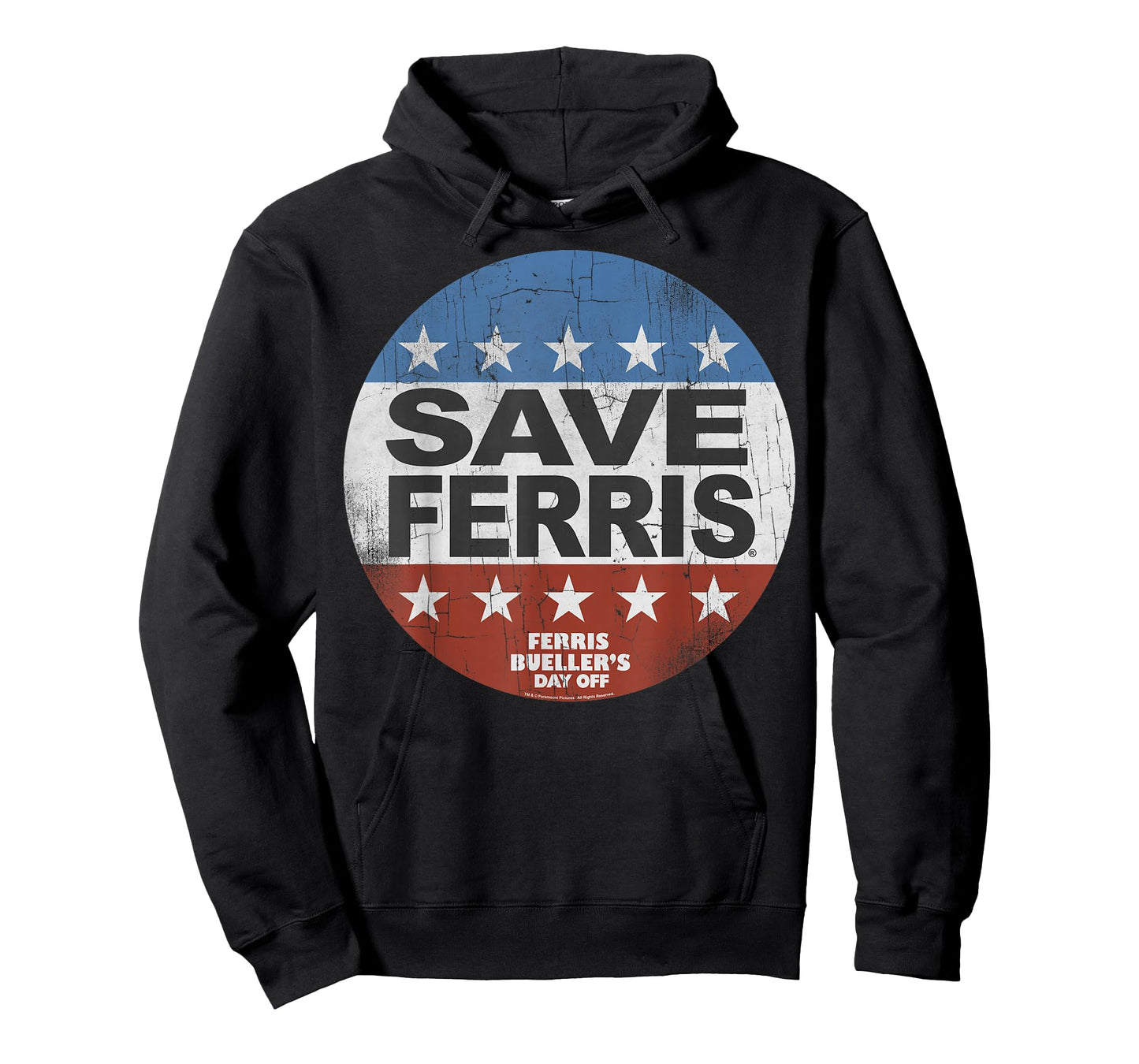 Ferris Bueller's Day Off Save Ferris American Flag Button T-Shirt Small