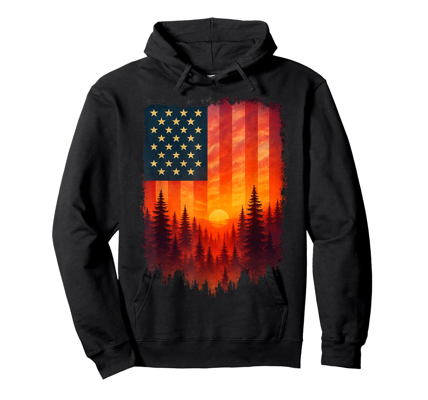 Retro Sunset USA Forest Trees Outdoors Nature Women Men T-Shirt