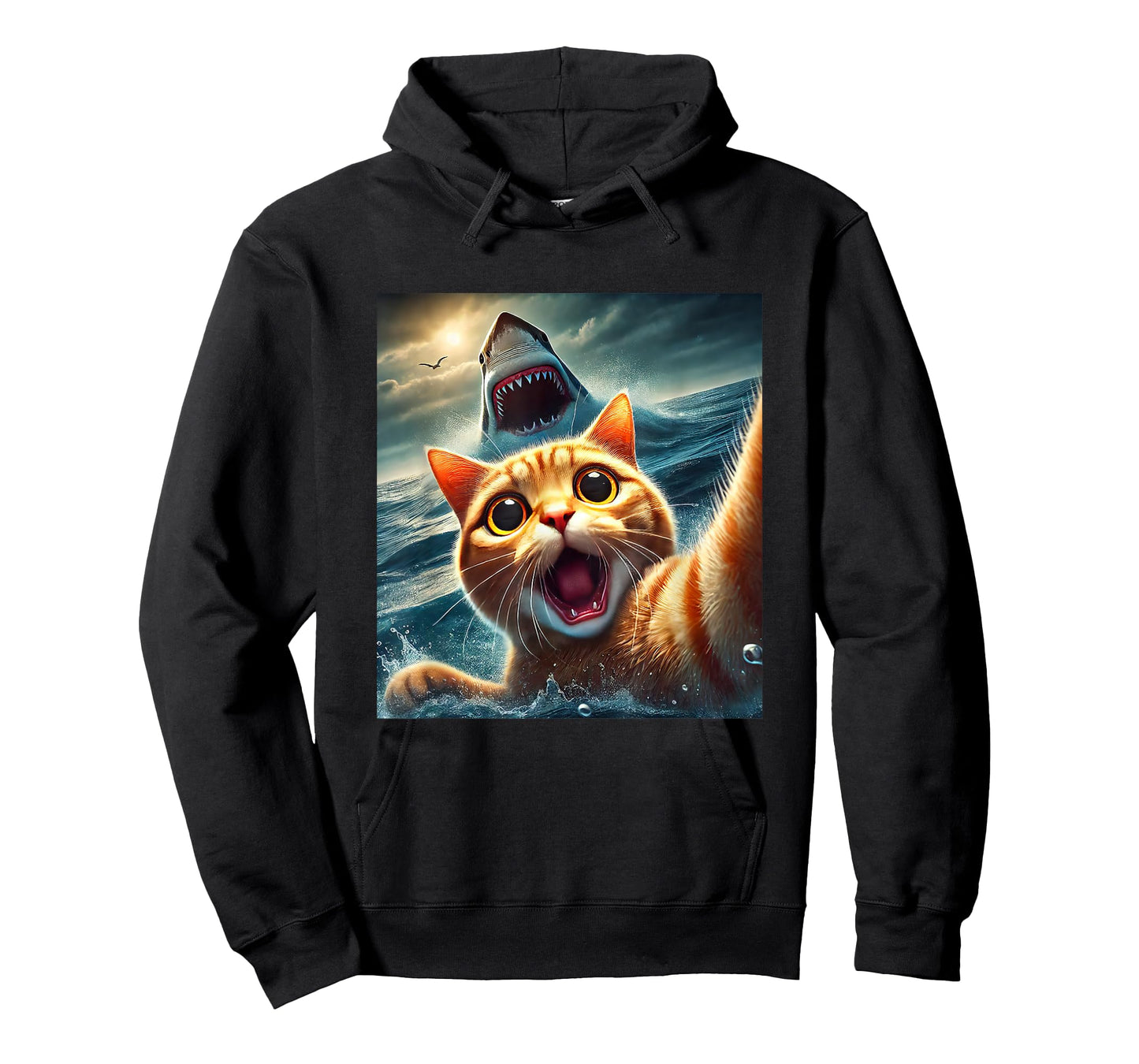 Cat Selfie With Shark Funny T-Shirt