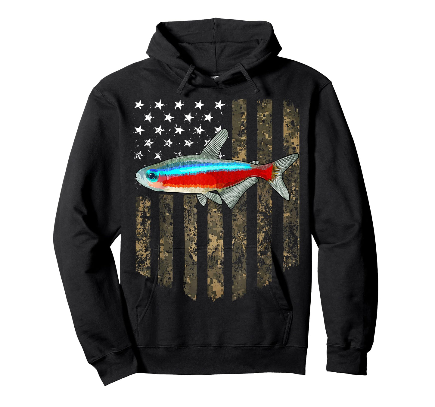 Camo American Flag Neon Tetra 4th Of July Aquarium Fish T-Shirt for Women Men