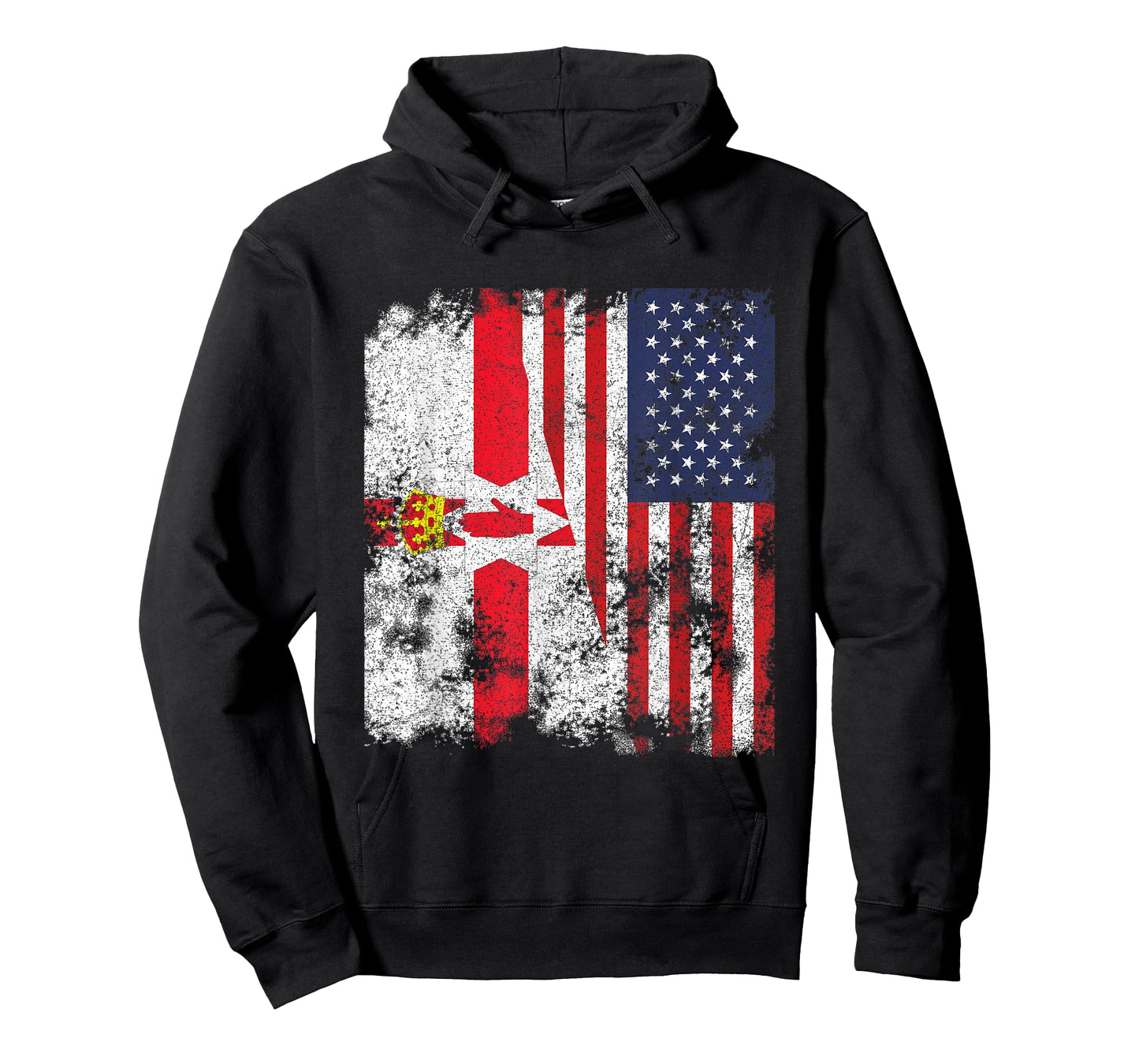 Northern Ireland USA Flag Distressed - Half American T-Shirt for Women Kids Men