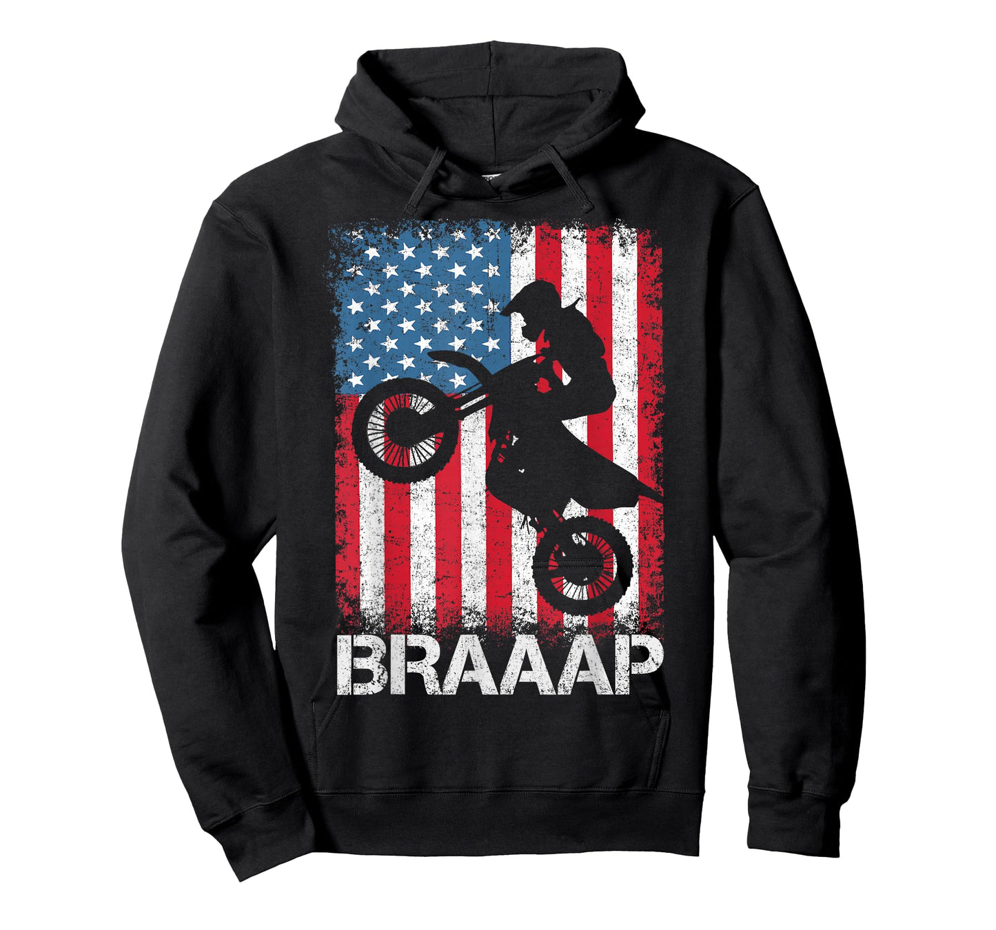 Braaap Vintage USA American Flag Tee Motocross Dirt Bike T-Shirt