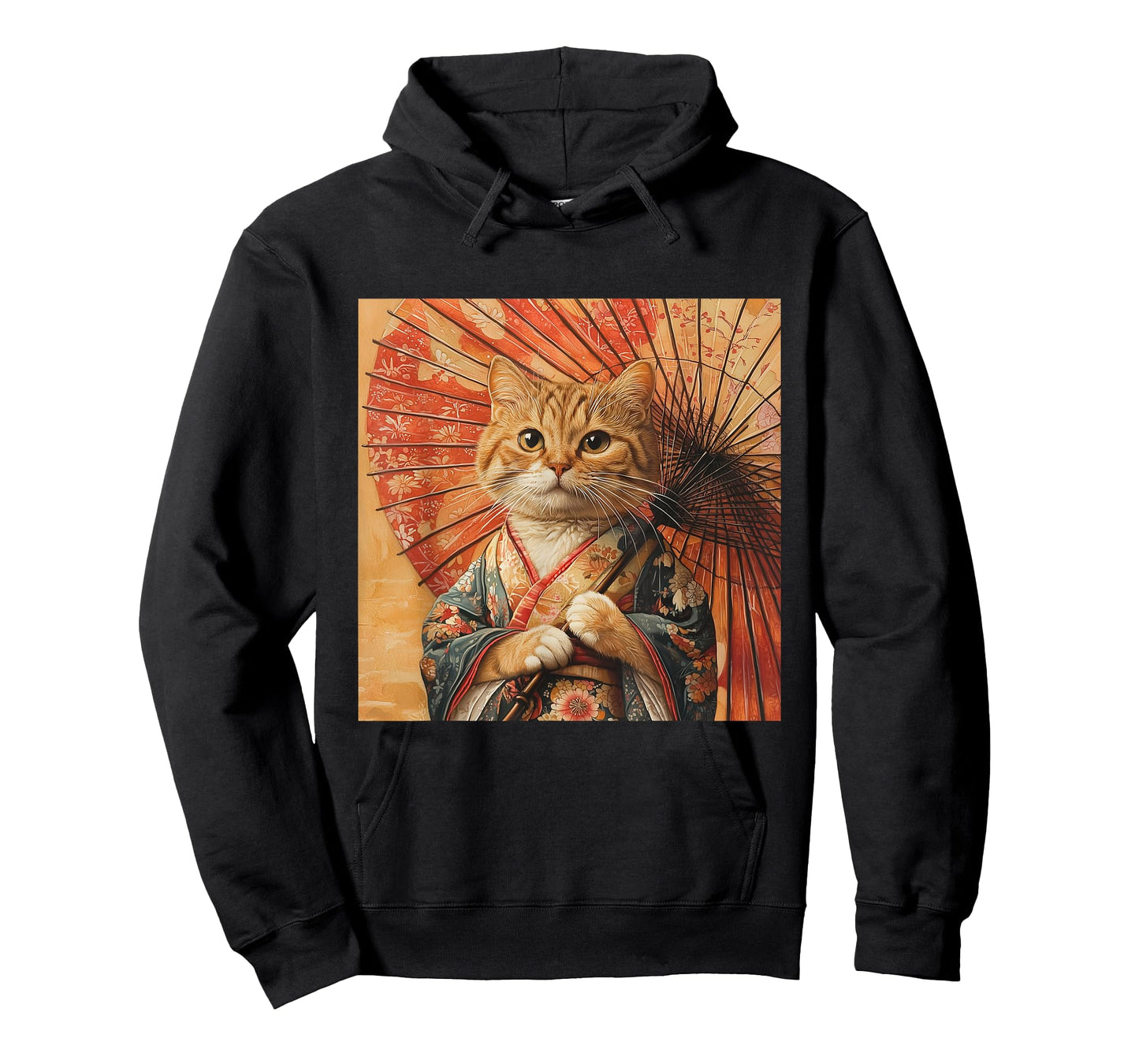 Cat Kimono Umbrella Japan Japanese Kawaii Funny Graphic Men Women Girls Kids T-Shirt