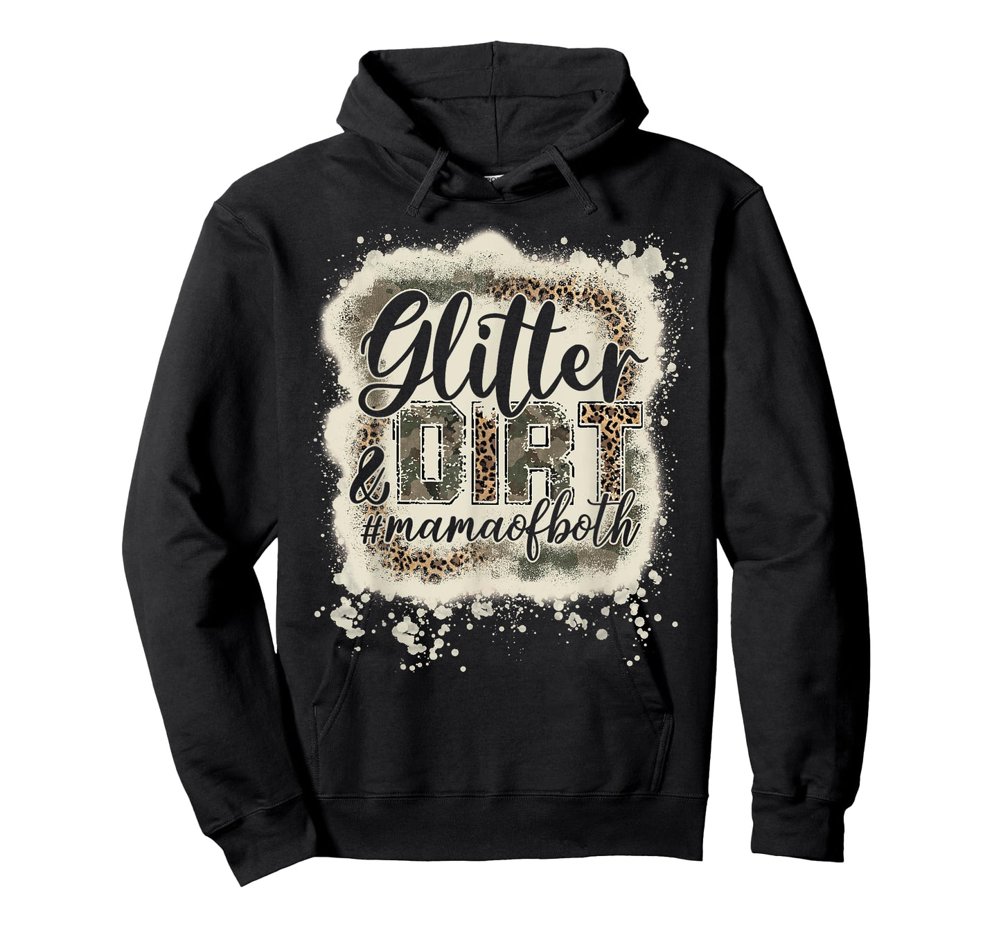 Glitter & Dirt Mama of Both Army Mom Leopard Camo Bleached T-Shirt