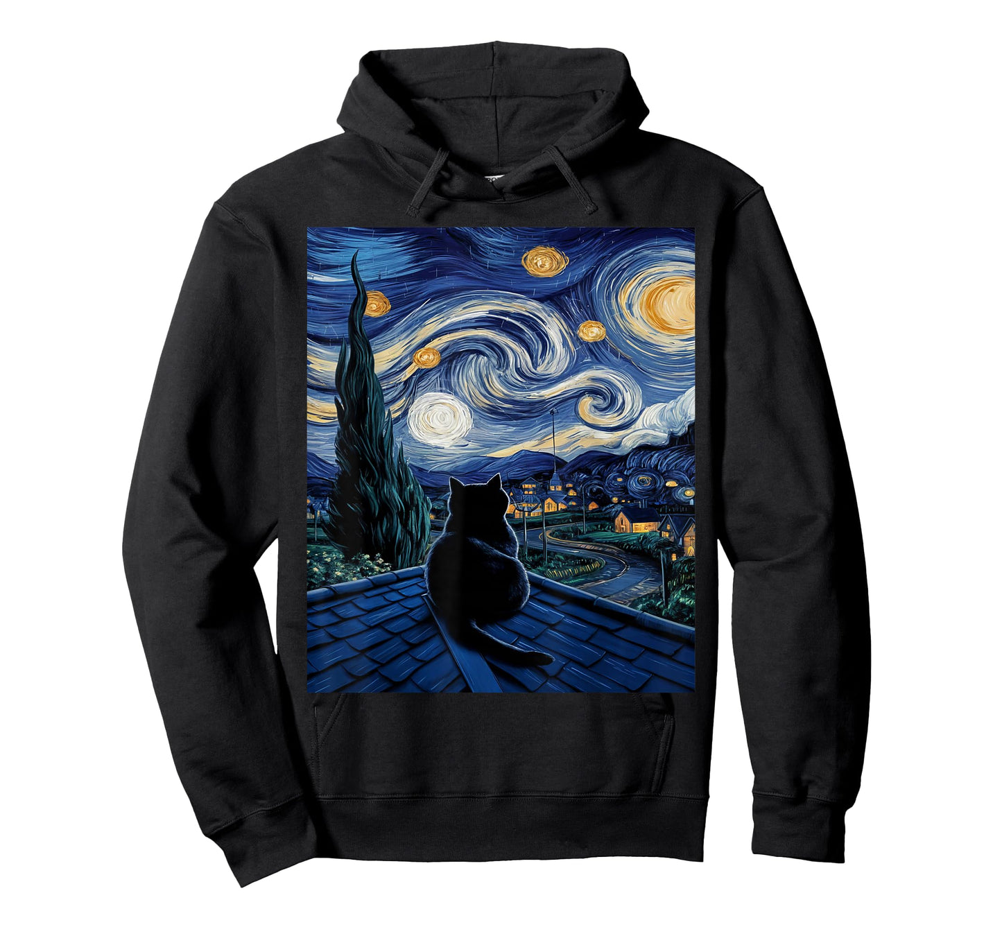 Cat Starry Night Van Gogh Cat for Cat Lover Cat Mom Cat Dad T-Shirt