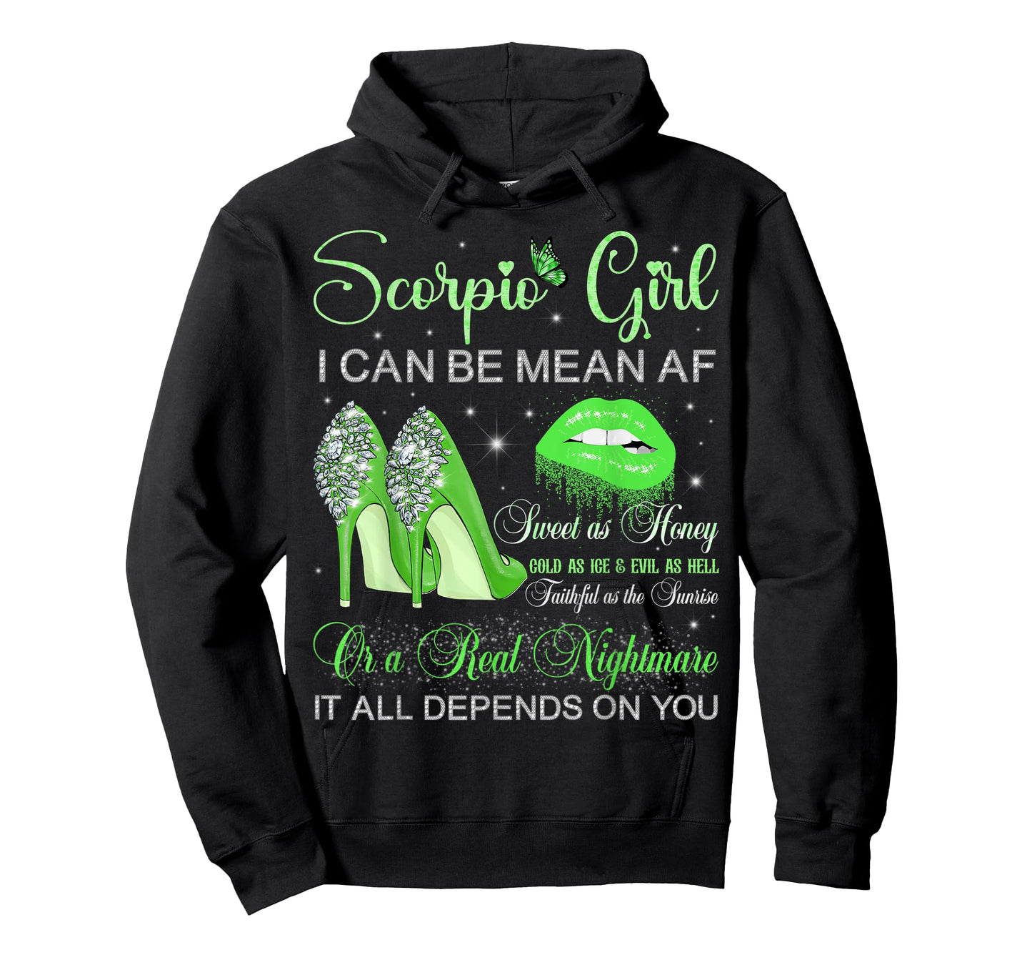 Scorpio Girl Birthday High Heels Dripping Lips Butterfly T-Shirt