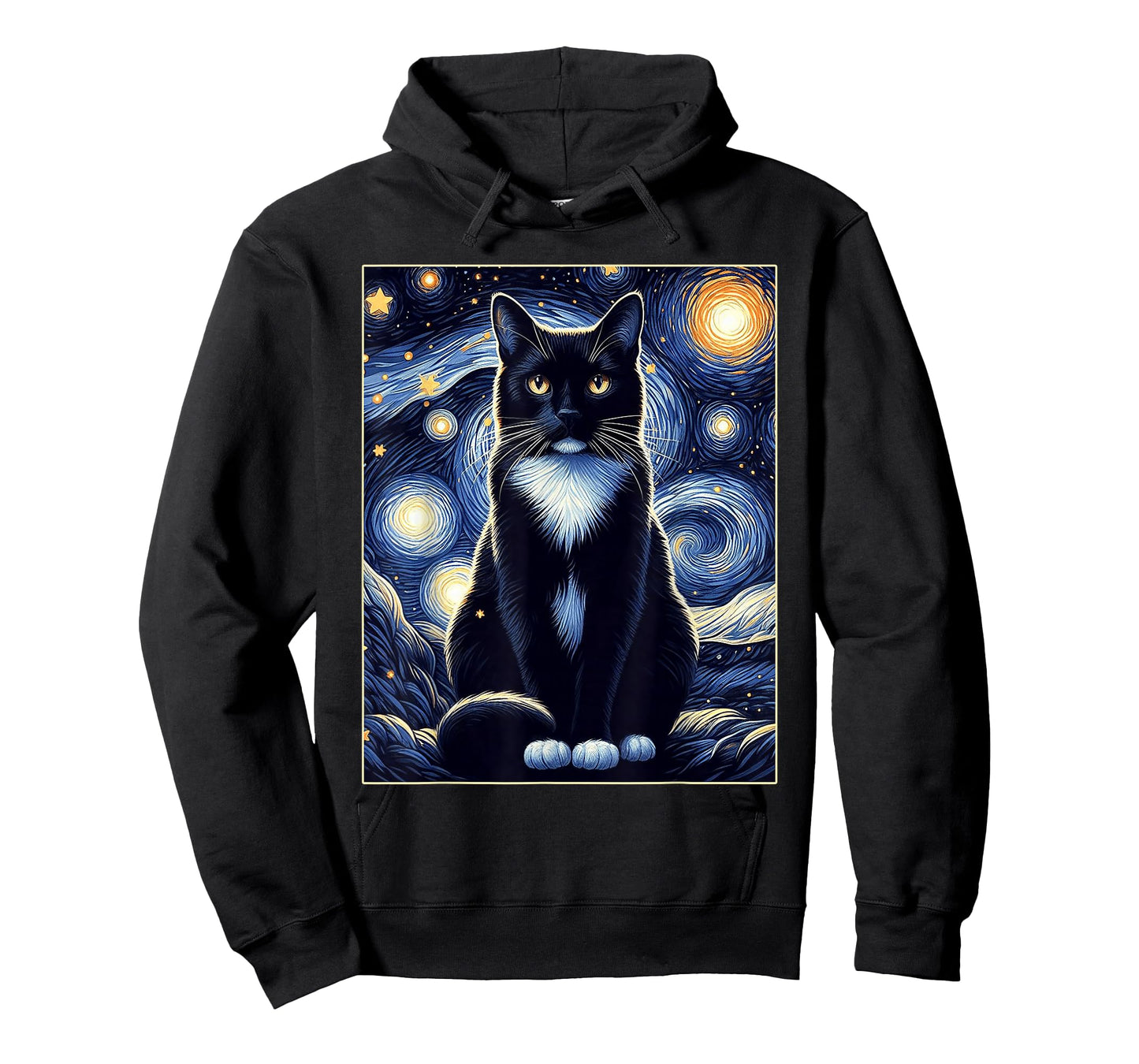 Tuxedo Cat Starry Night Shirt Van Gogh Painting Cat Lover T-Shirt