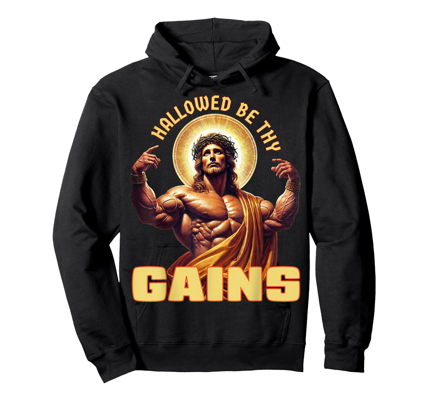 Hallowed Be Thy Gains Funny Gym Jesus Bodybuilding Fitness T-Shirt