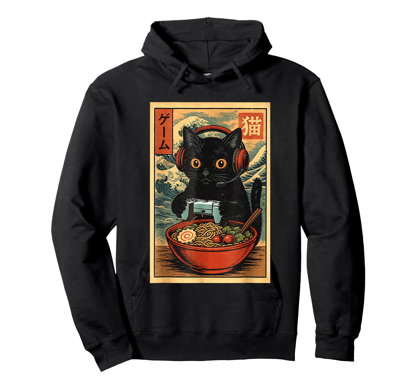 Funny Cute Kawaii Gamer Cat Ramen Retro Japanese Cat Gaming T-Shirt
