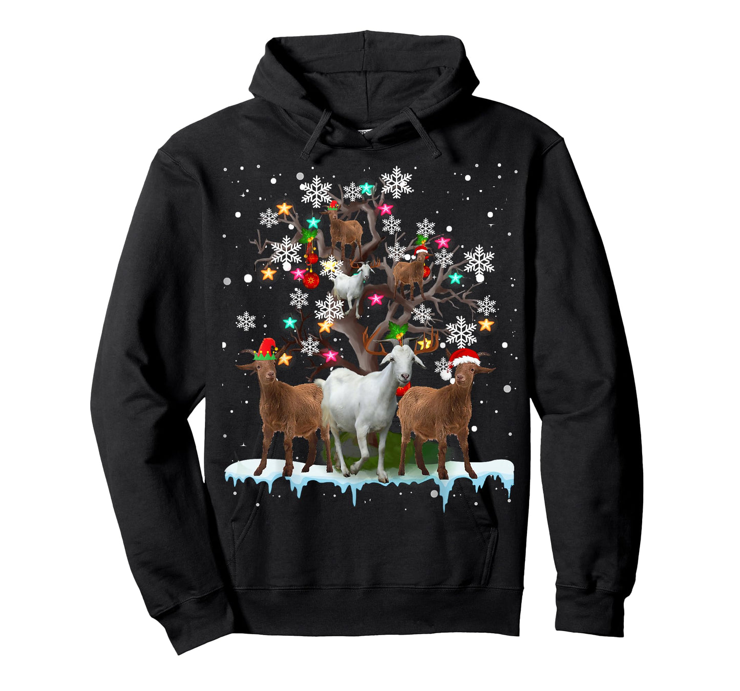 Christmas Goat On Tree Funny Santa Goat Lover Farmer T-Shirt