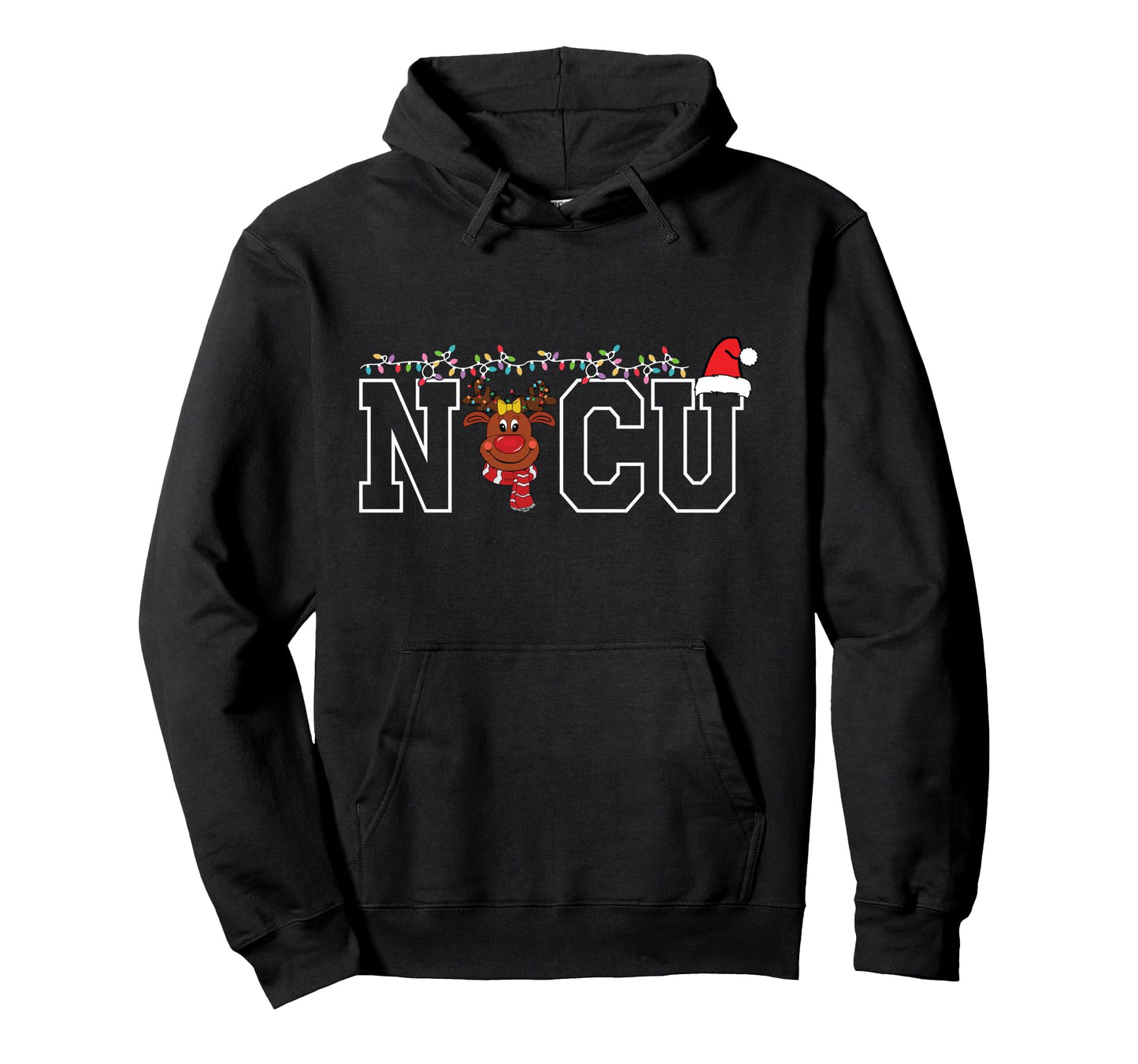 Cute Santa Hat Reindeer Christmas Light Xmas NICU Nurse Cool Long Sleeve T-Shirt