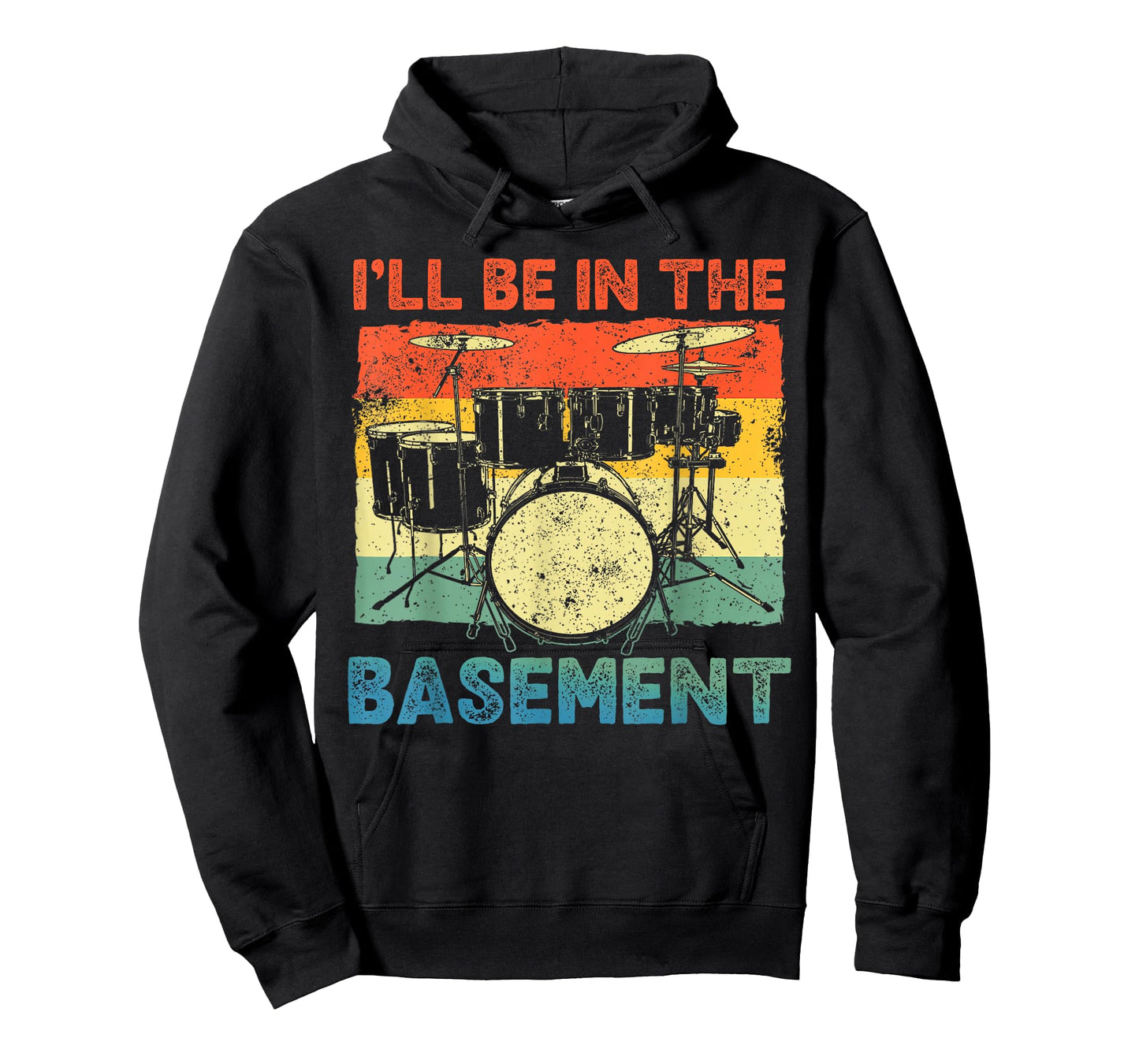 Funny Drumming Basement Drum Set Drummer Rock Dad Grandpa T-Shirt