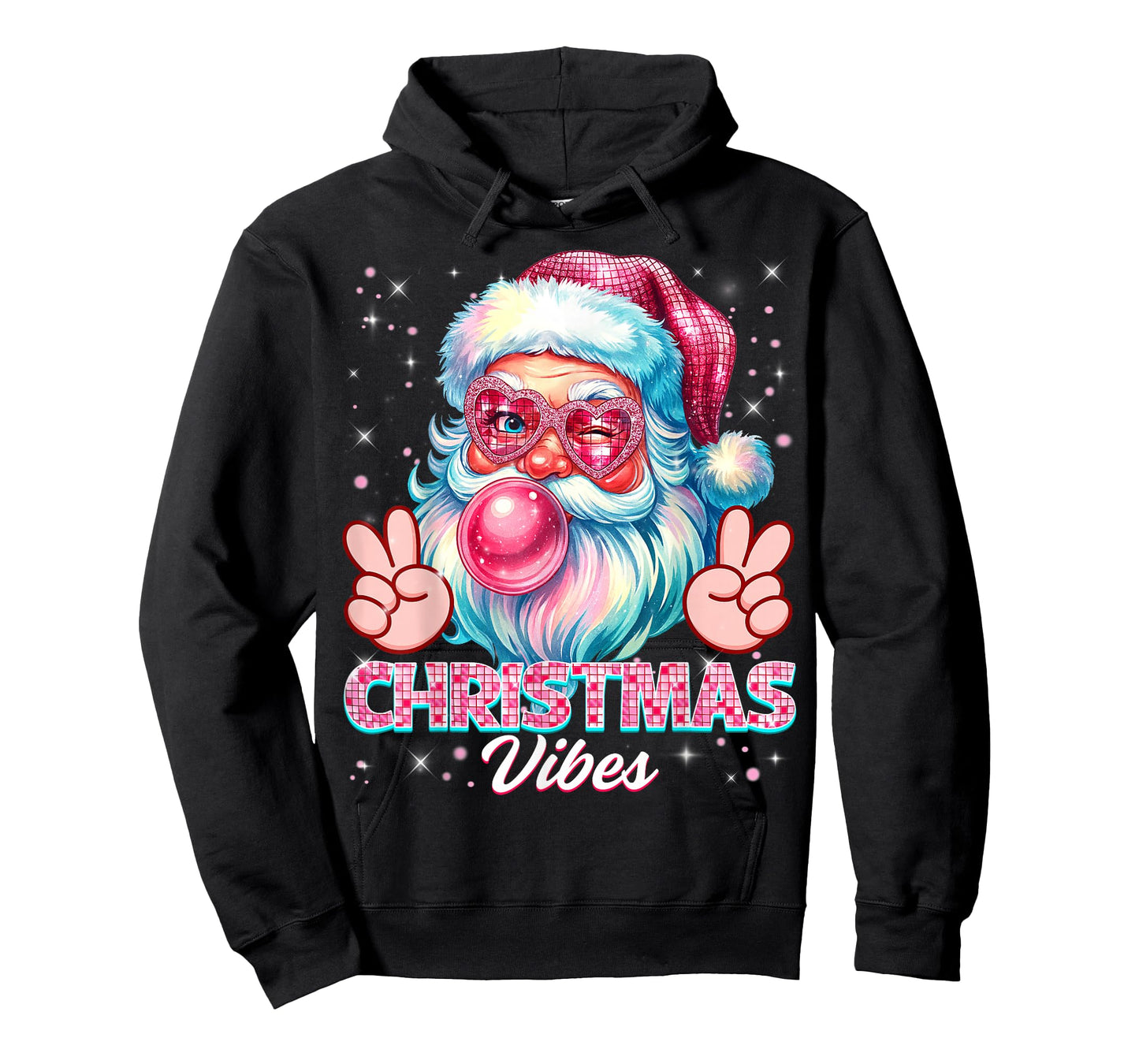 Christmas Vibes Cute Pink Santa Vintage Retro Pjs Women Girl T-Shirt