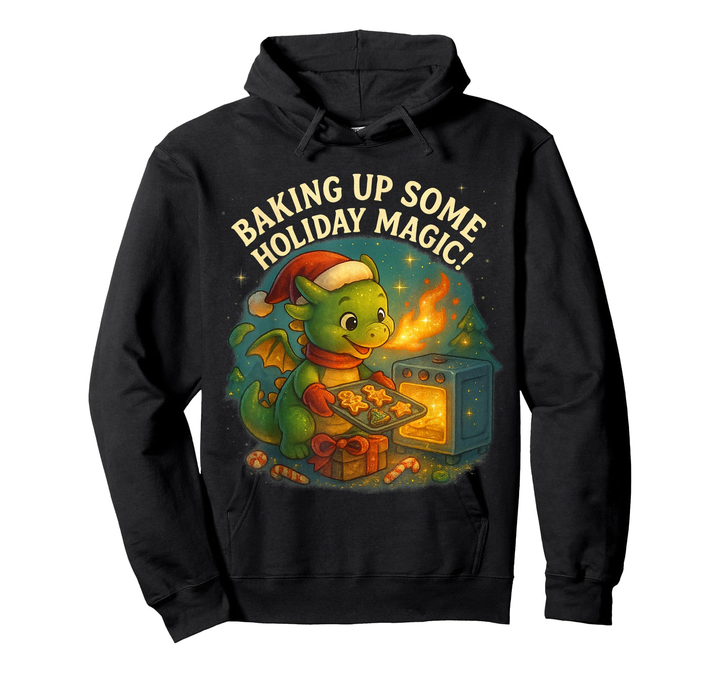 Baking Up Holiday Magic Cute Dragon Design T-Shirt