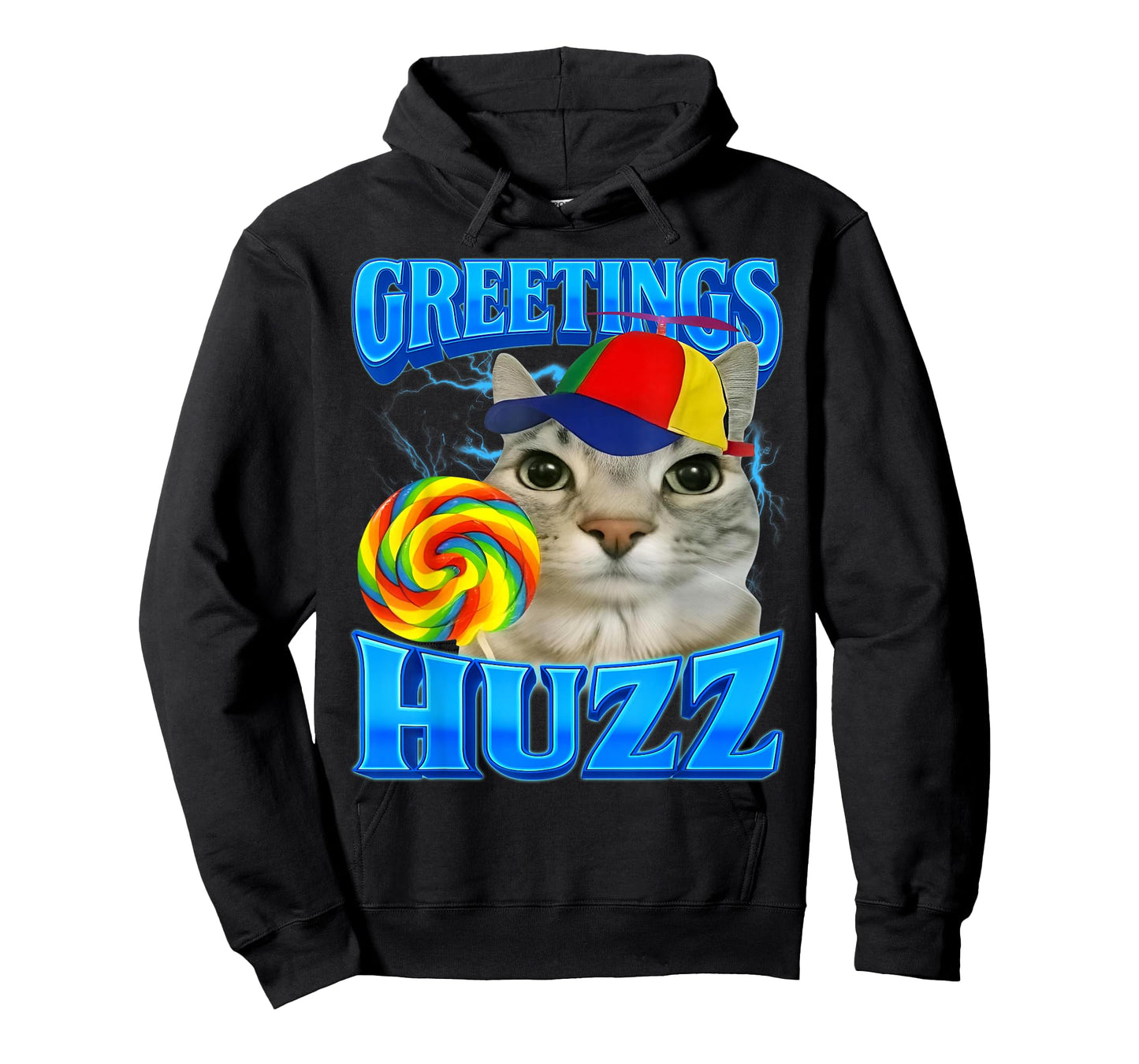 Lollipop Cat Meme Greetings Huzz Funny Silly Cats Brainrot T-Shirt