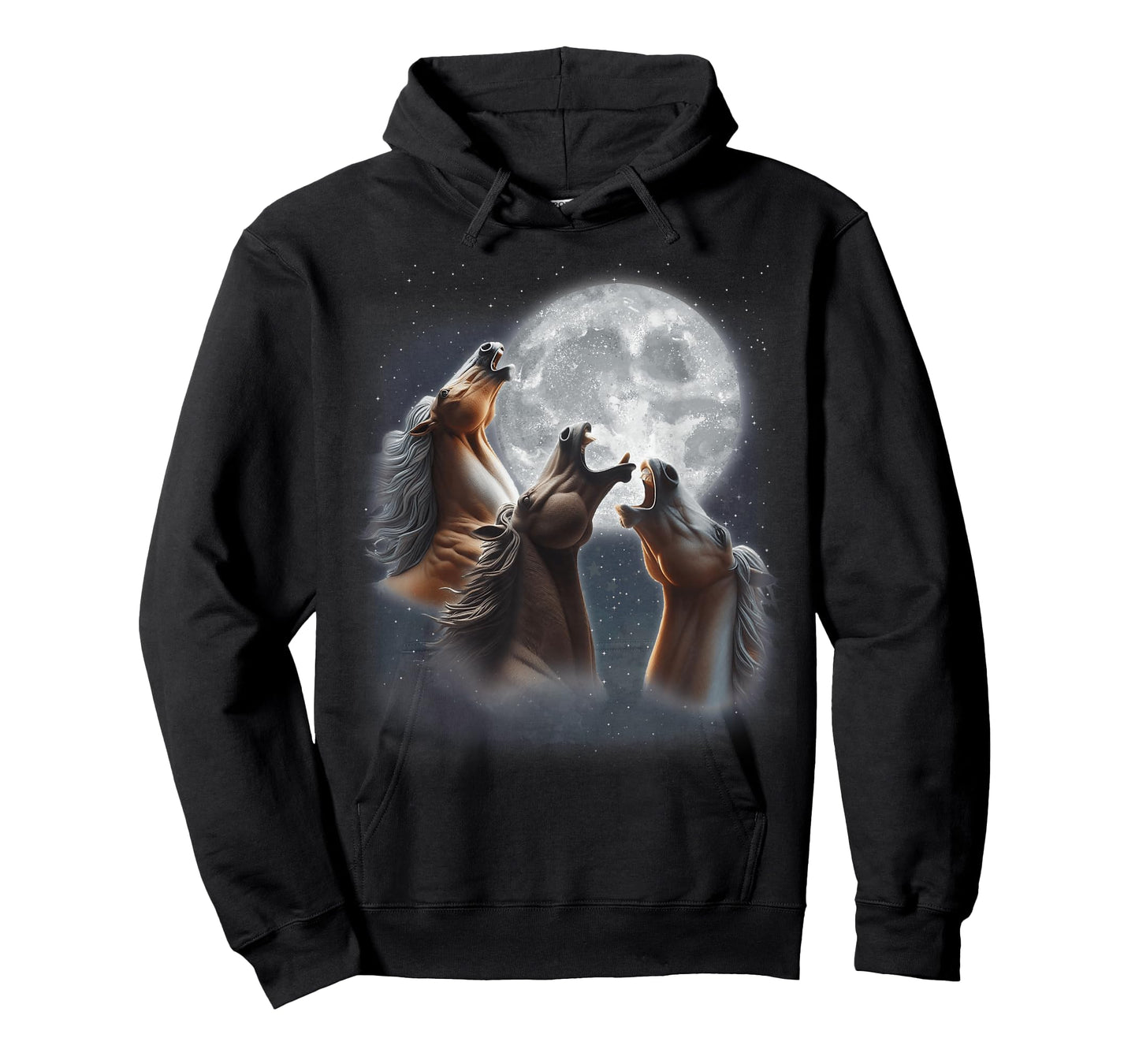 3 Horses Howling At The Moon Funny Horse Lover Equestrian T-Shirt
