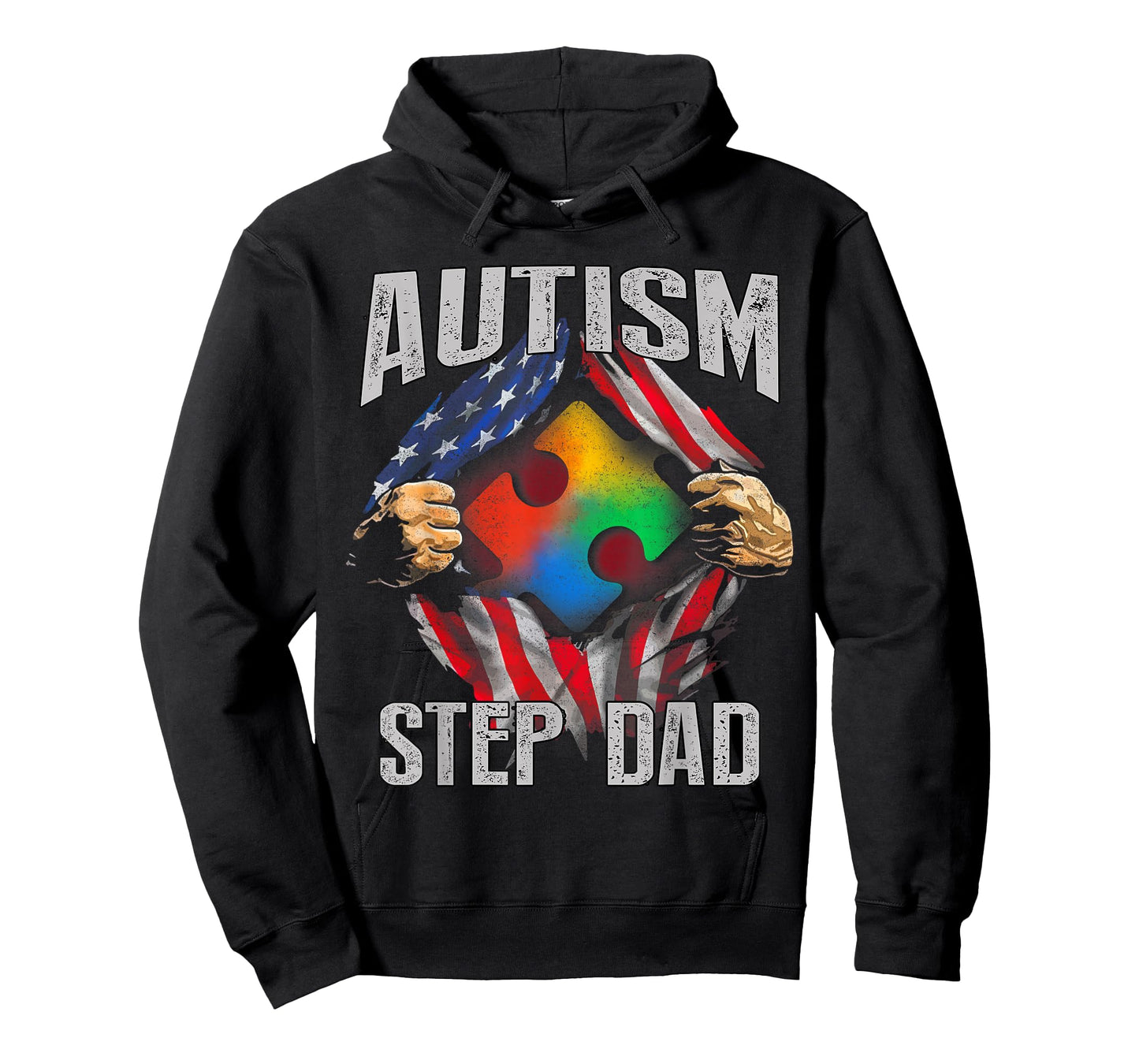 Autism Step Dad American Flag Autism Awareness T-Shirt T-Shirt