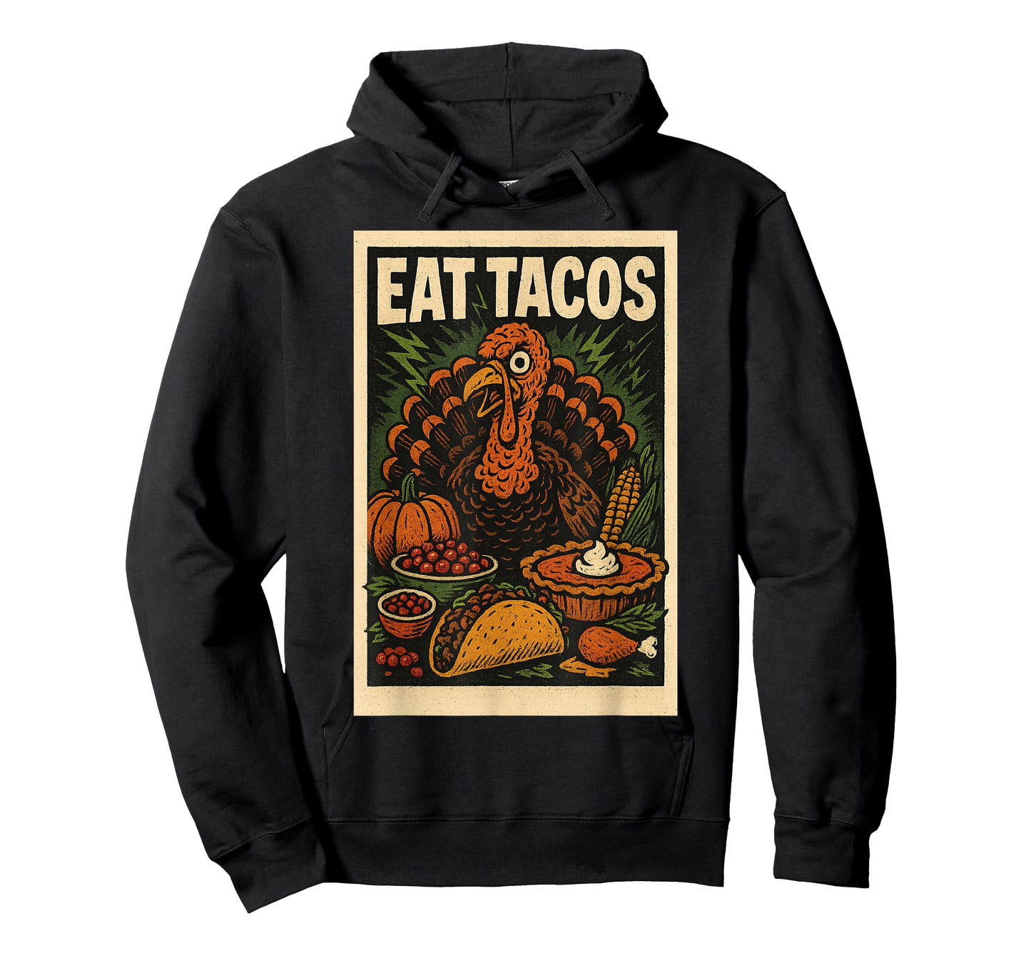 Eat Tacos Graphic Tee Spooky Turkey Vintage Horror Poster T-Shirt