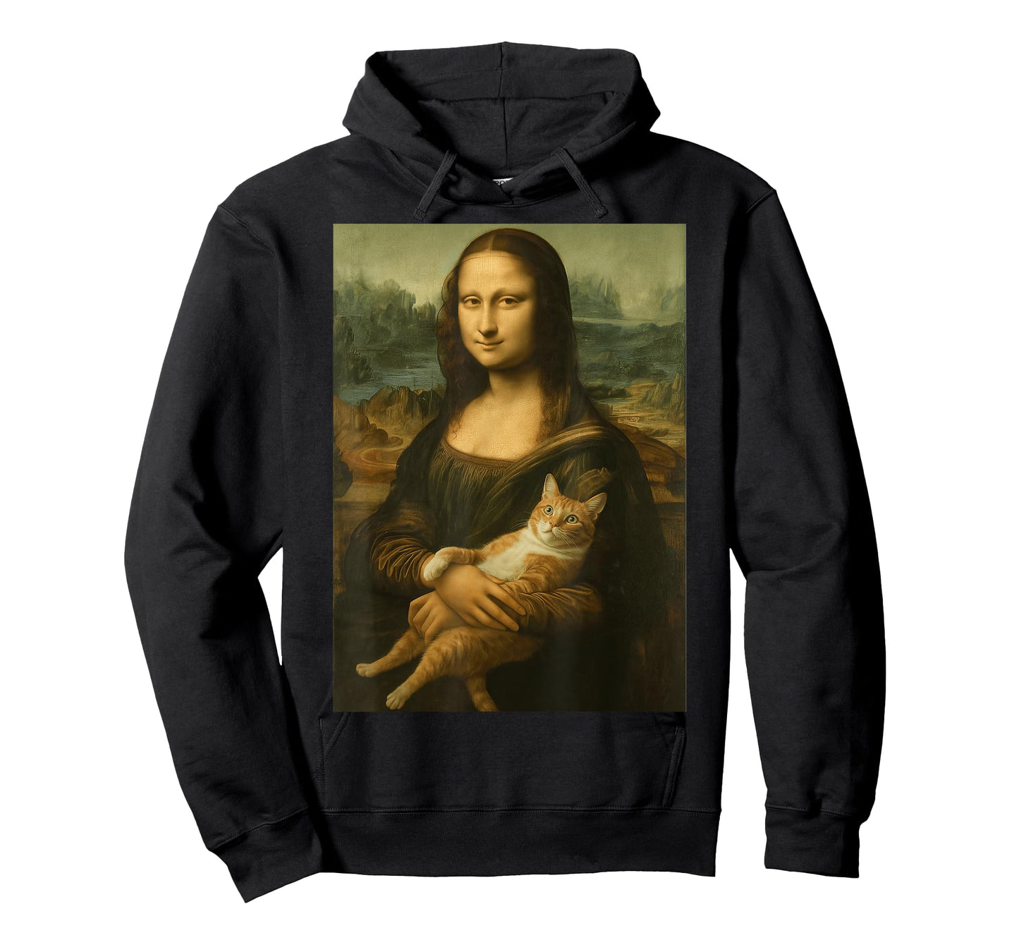 Monalisa with Cat funny Cat owner Lover Lisa Holding Kitty Men Women T-Shirt