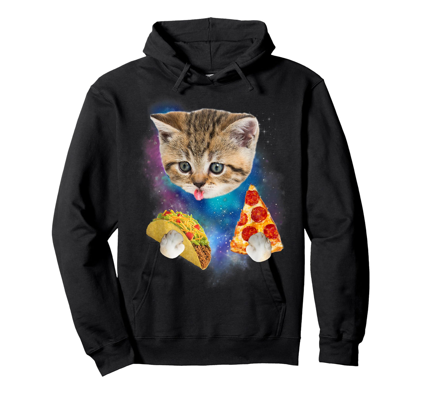 Funny Galaxy Taco Cat | Space Cat Eat Pizza and Taco T-Shirt