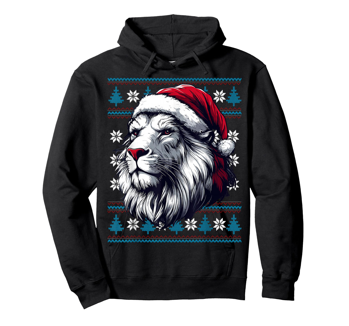 Lion Santa Hat Ugly Christmas Sweater Lion Lovers Holiday T-Shirt