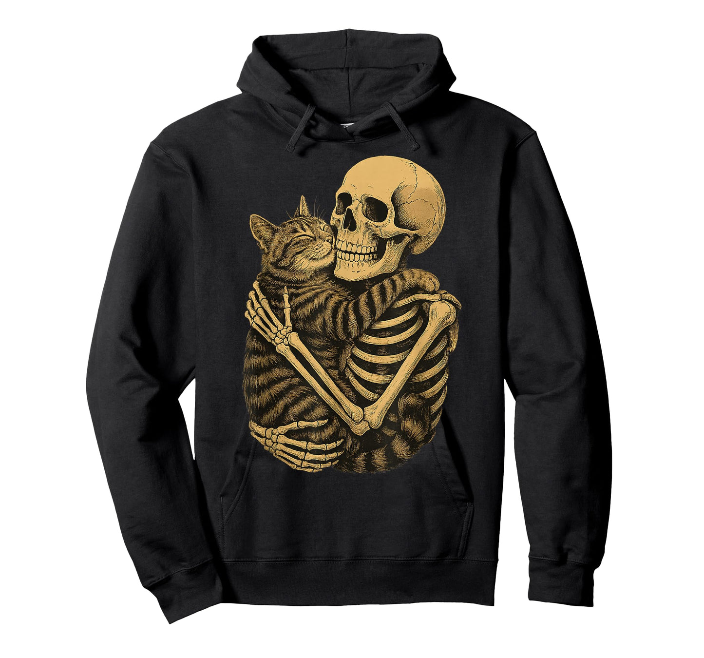 Funny Skeleton Hugging Cat Halloween Cat Lover Cat Mom Dad T-Shirt