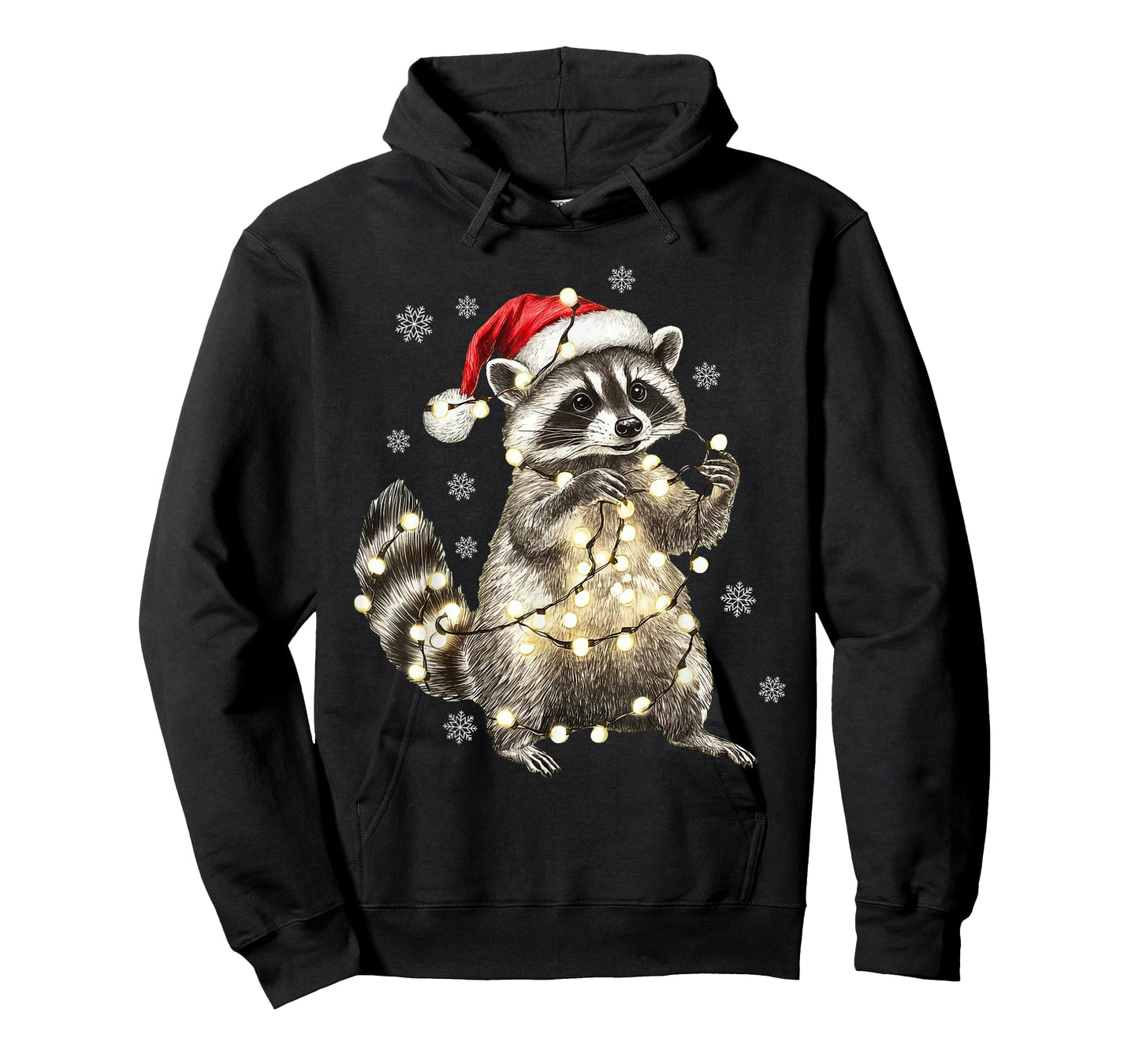 Raccoon Christmas Tree Lights Pajama Racoon Lover Xmas T-Shirt