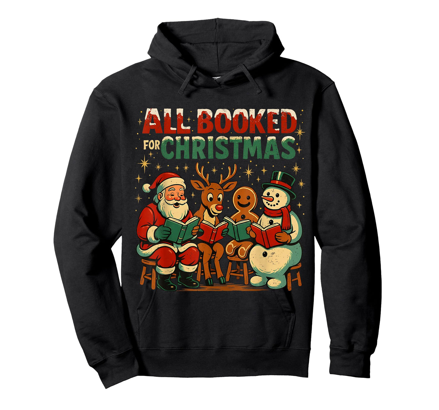 All Booked for Christmas Funny Book Lover Design T-Shirt