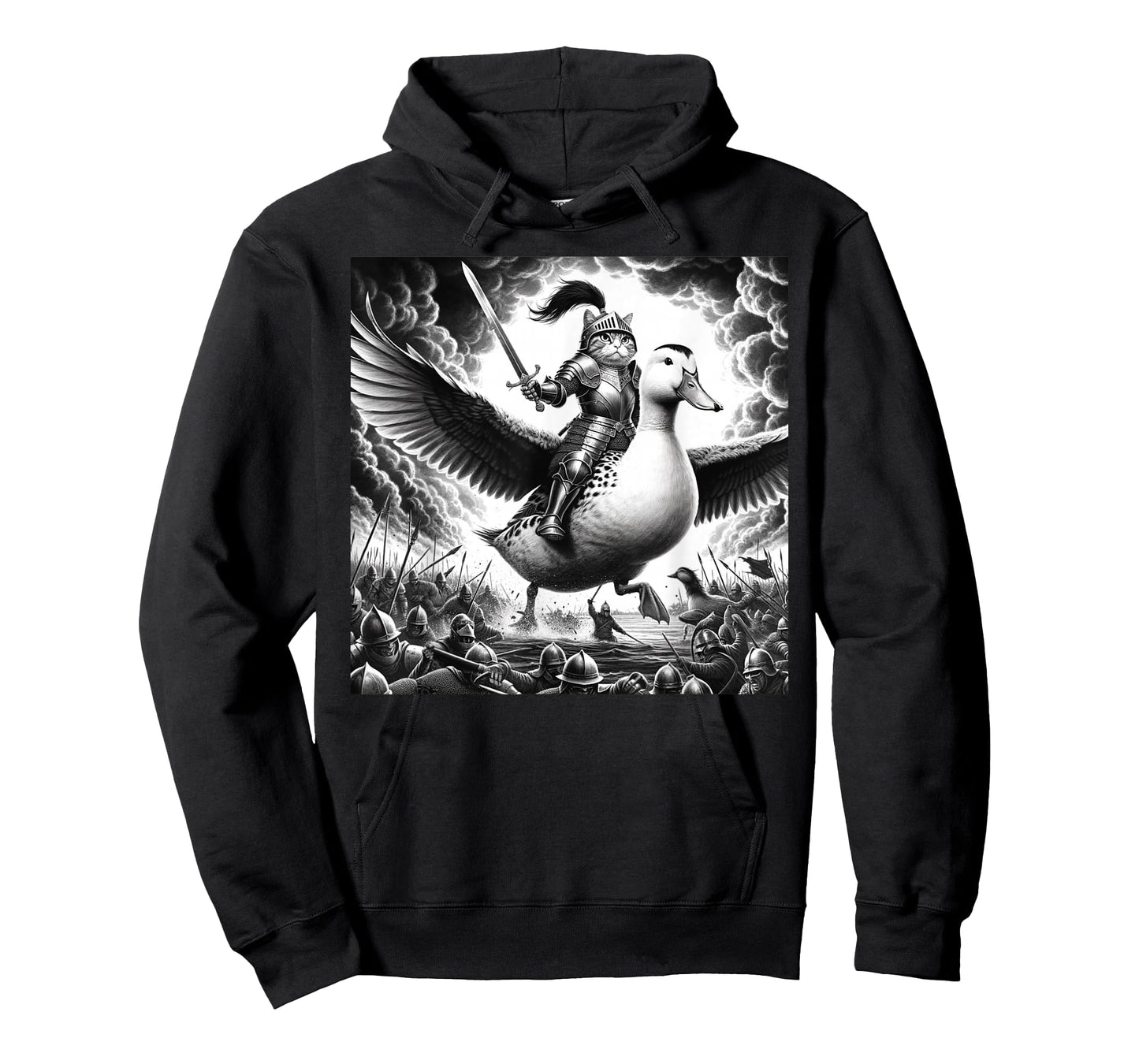 Funny Cat Riding Duck Into Battle Meme T-Shirt