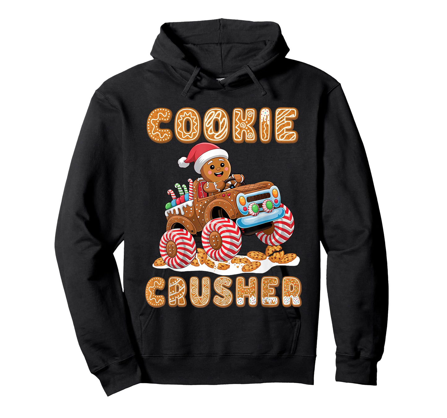 Christmas Gingerbread Pajamas Cookie Crusher Monster Truck T-Shirt