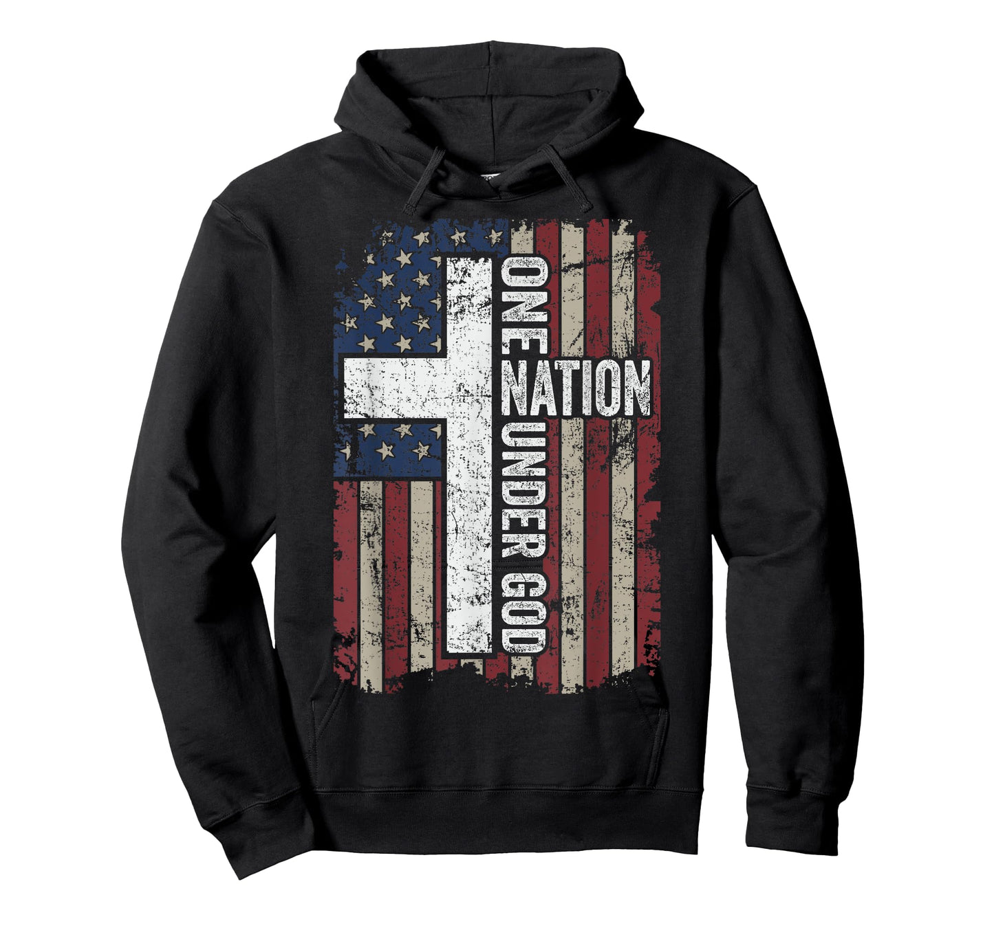 ONE NATION UNDER GOD - Christian Worship USA Cross Flag T-Shirt