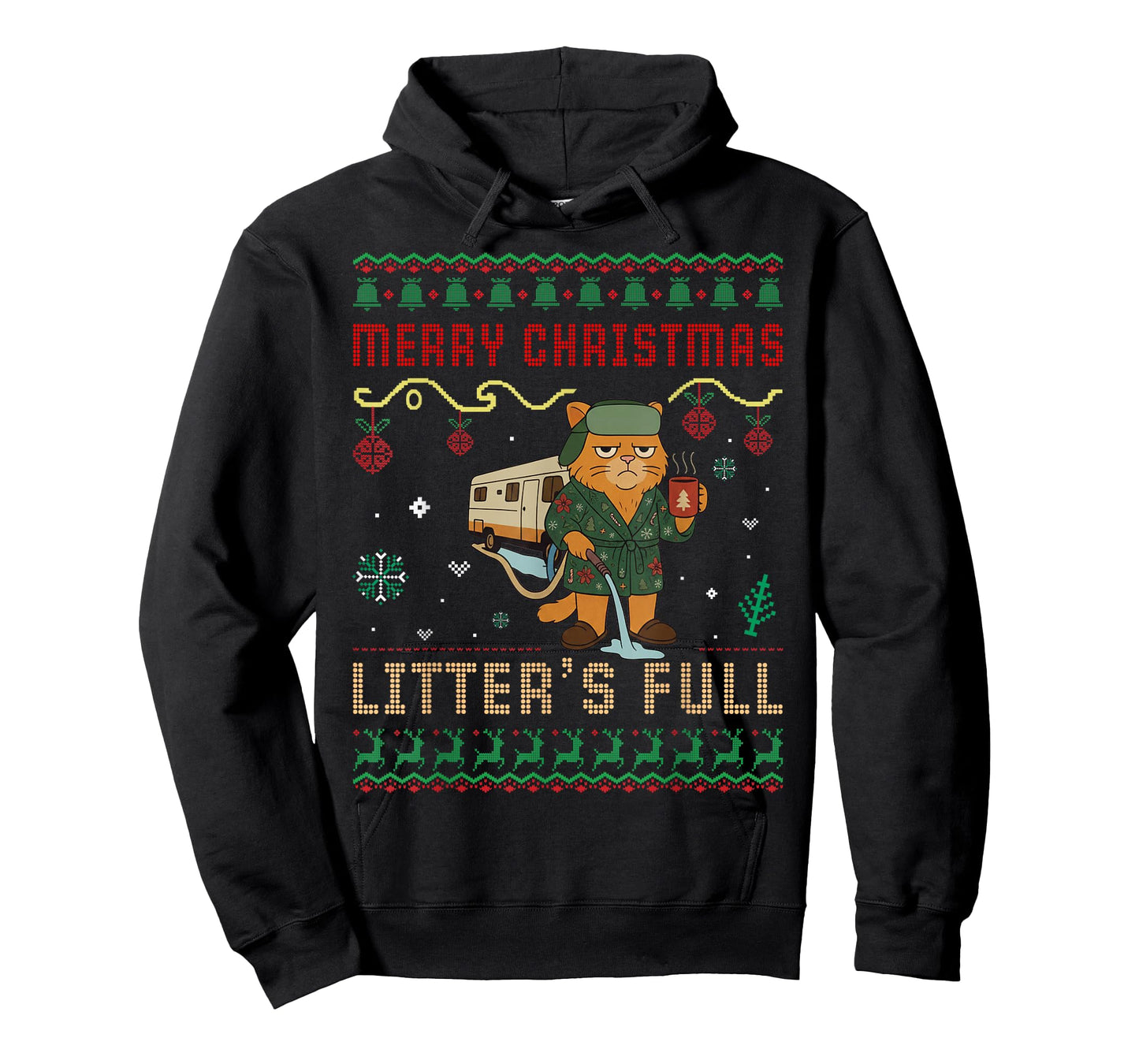 Merry Christmas Litter’s Full Funny Cat Xmas Ugly Sweaters T-Shirt