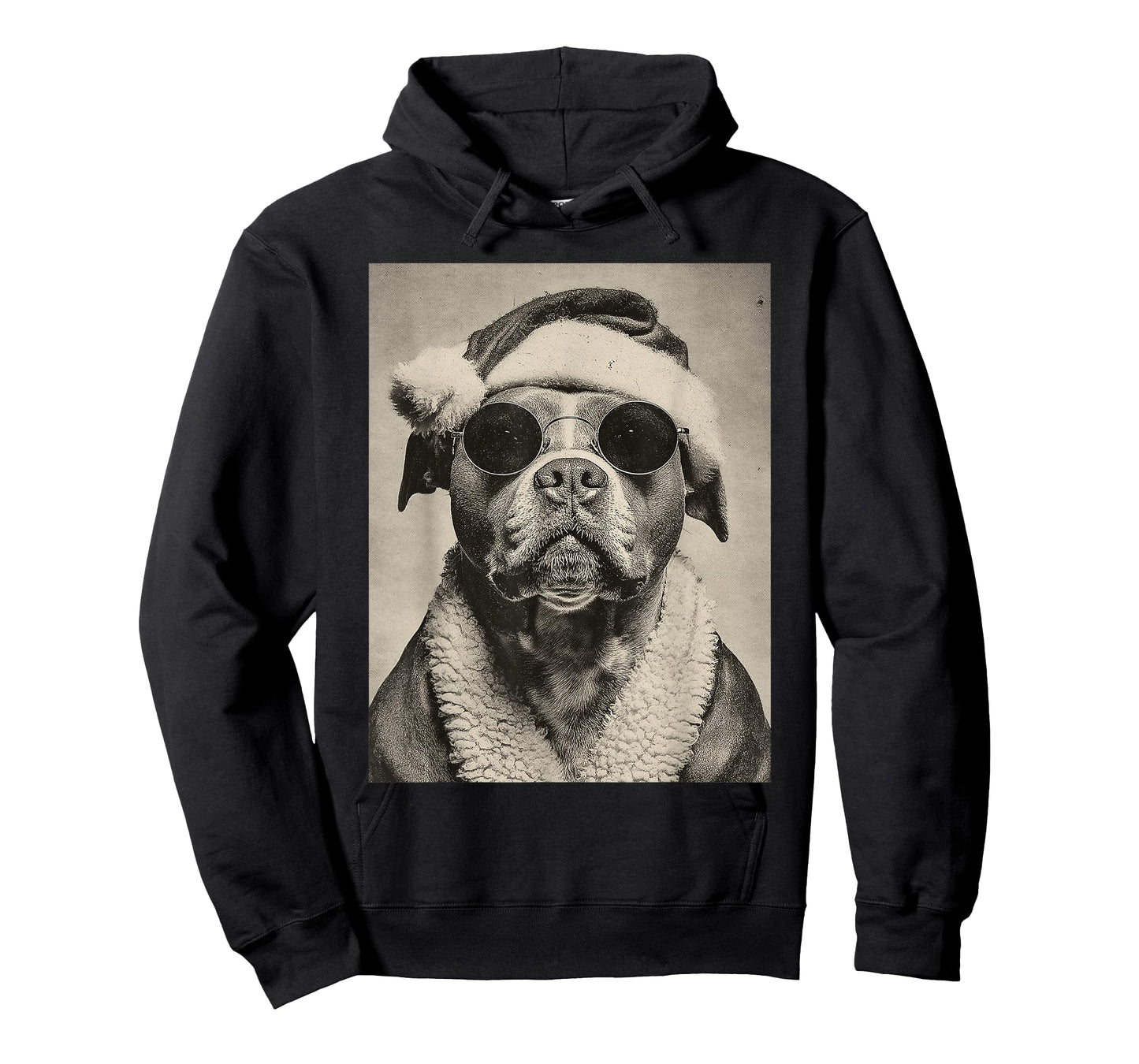 Funny Pit Bull with Sunglasses Retro Christmas Festive Dog T-Shirt