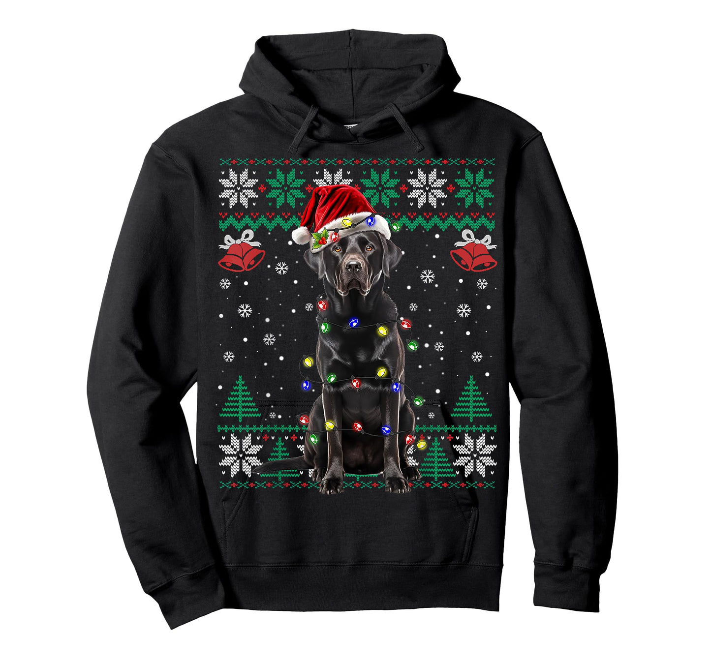 Black Lab Labrador Christmas Santa Hat Dog Ugly Sweater T-Shirt for Men Women Kids
