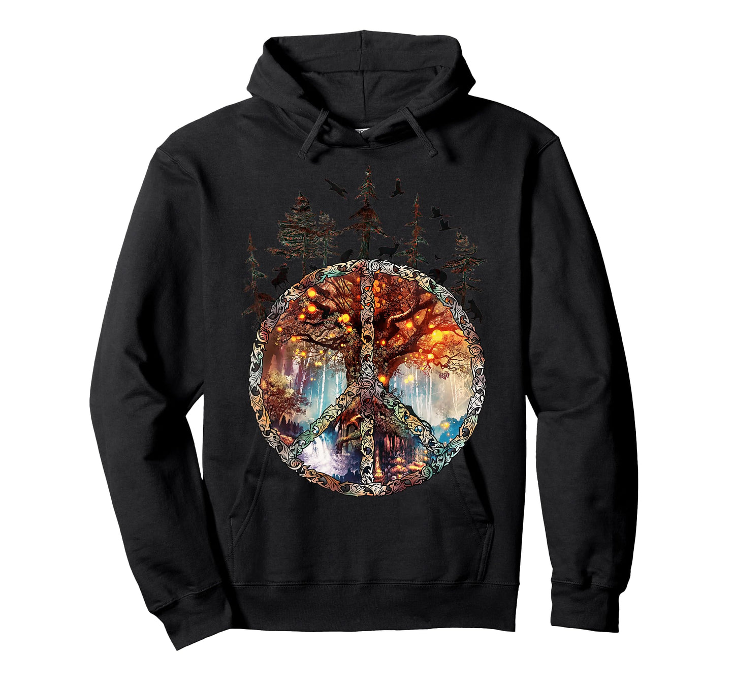 Peace Sign Forest Trees Wildlife Animal Nature Vintage T-Shirt