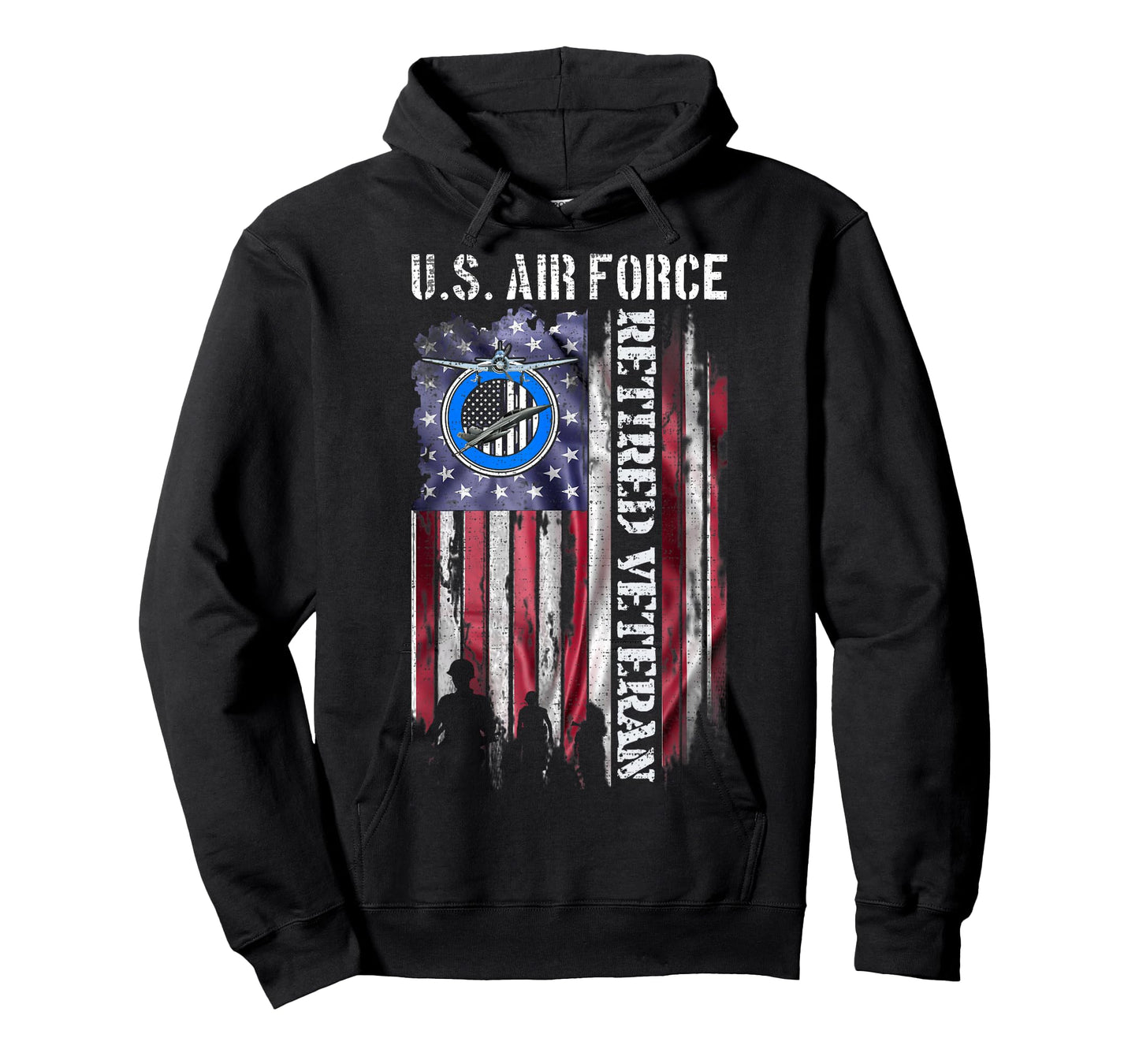 Vintage USA American Flag US Air Force Proud Retired Veteran T-Shirt