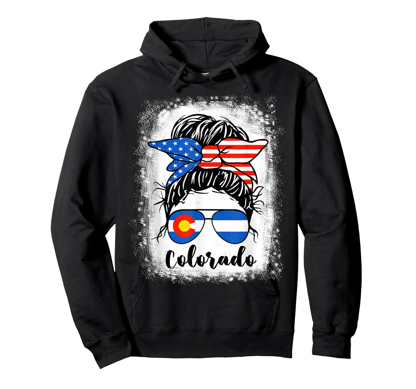 Colorado State Flag Sunglasses Mom Messy Bun Hair Girl T-Shirt