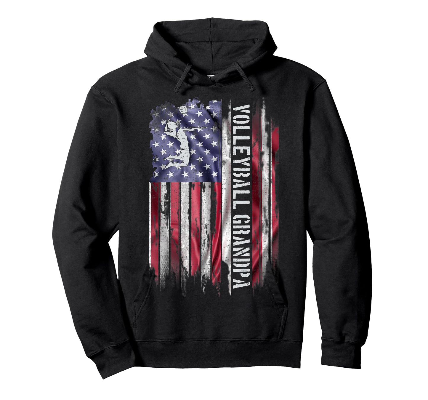 Vintage US American Flag Proud Volleyball Grandpa Silhouette T-Shirt for Women Kids Men